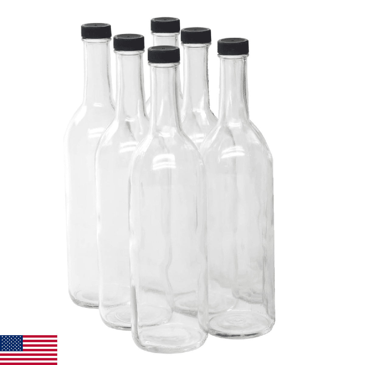 North Mountain Supply 750ml Clear Glass Bordeaux Wine Bottle Screw Top Flat-Bott - Image 1