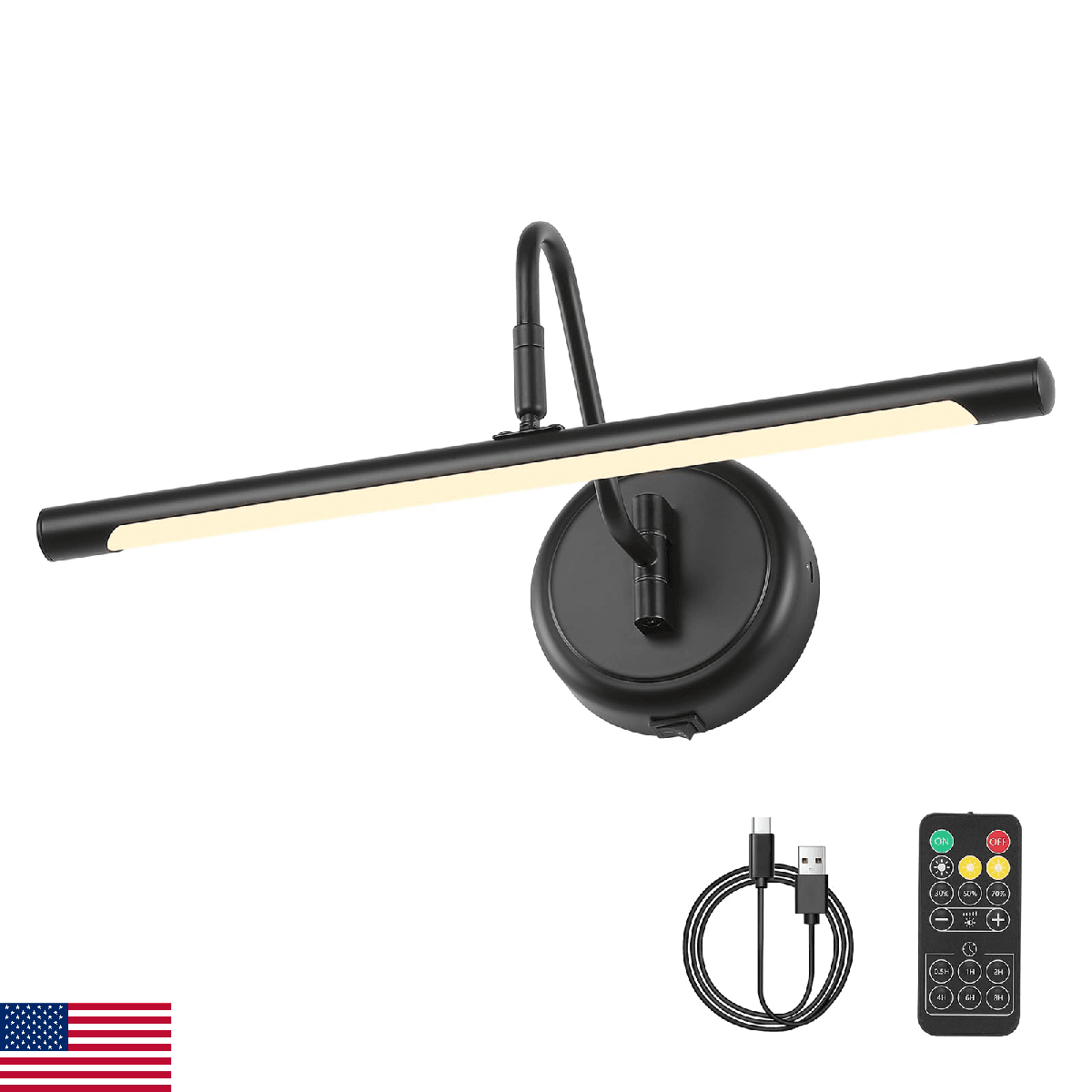 JOOSENLUX Battery Operated Wireless Picture Wall Lights Dimmable Black - Image 1