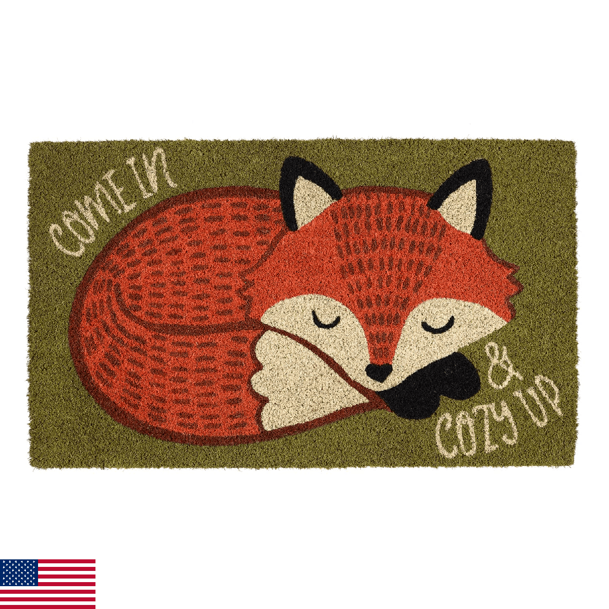 DII Animal Pun Natural Coir Doormat, 17x29, Cozy Fox - Image 1