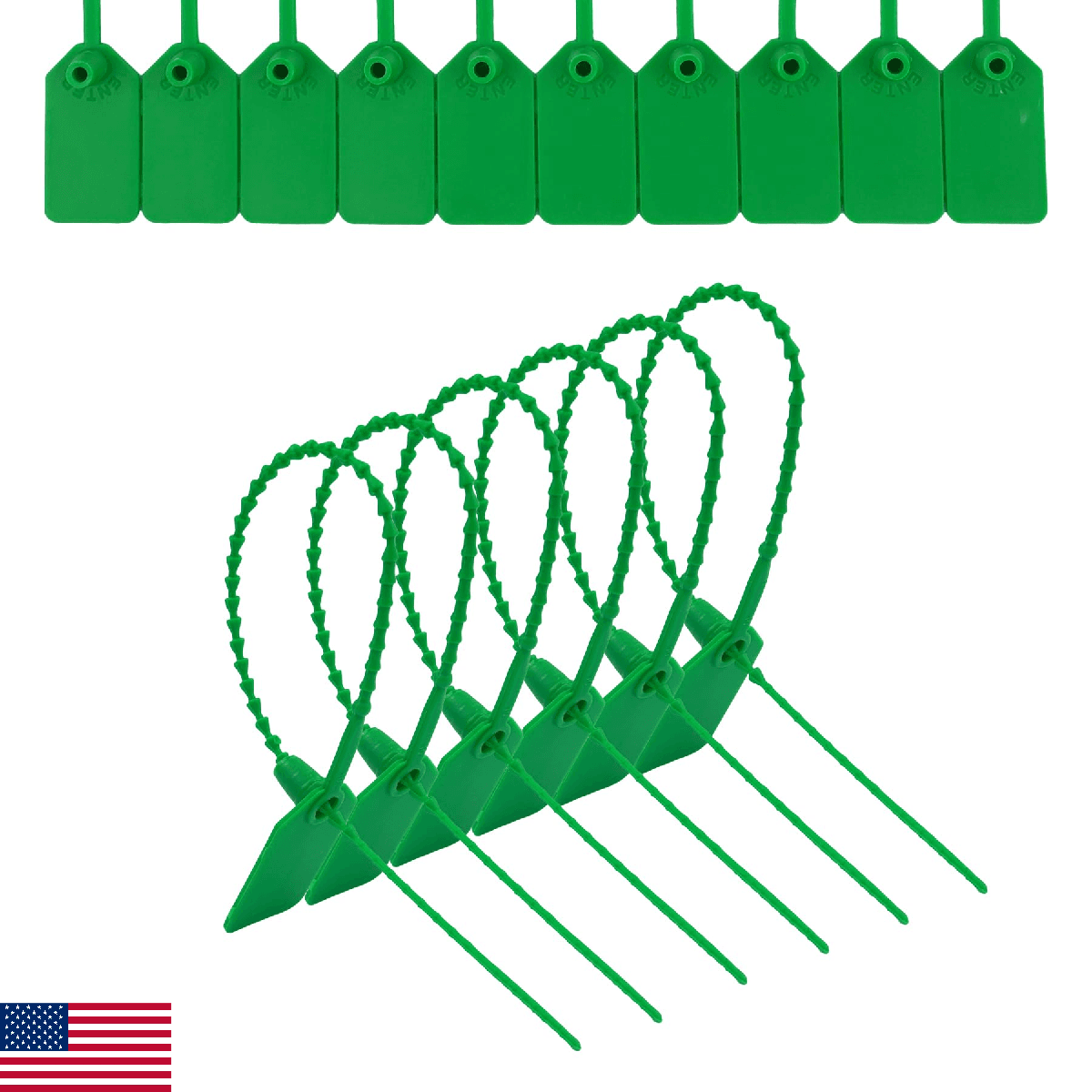 JAVIKA 250 Green 9.2" Plastic Tamper Seal Tags Cable Labels Security Seals Z - Image 1