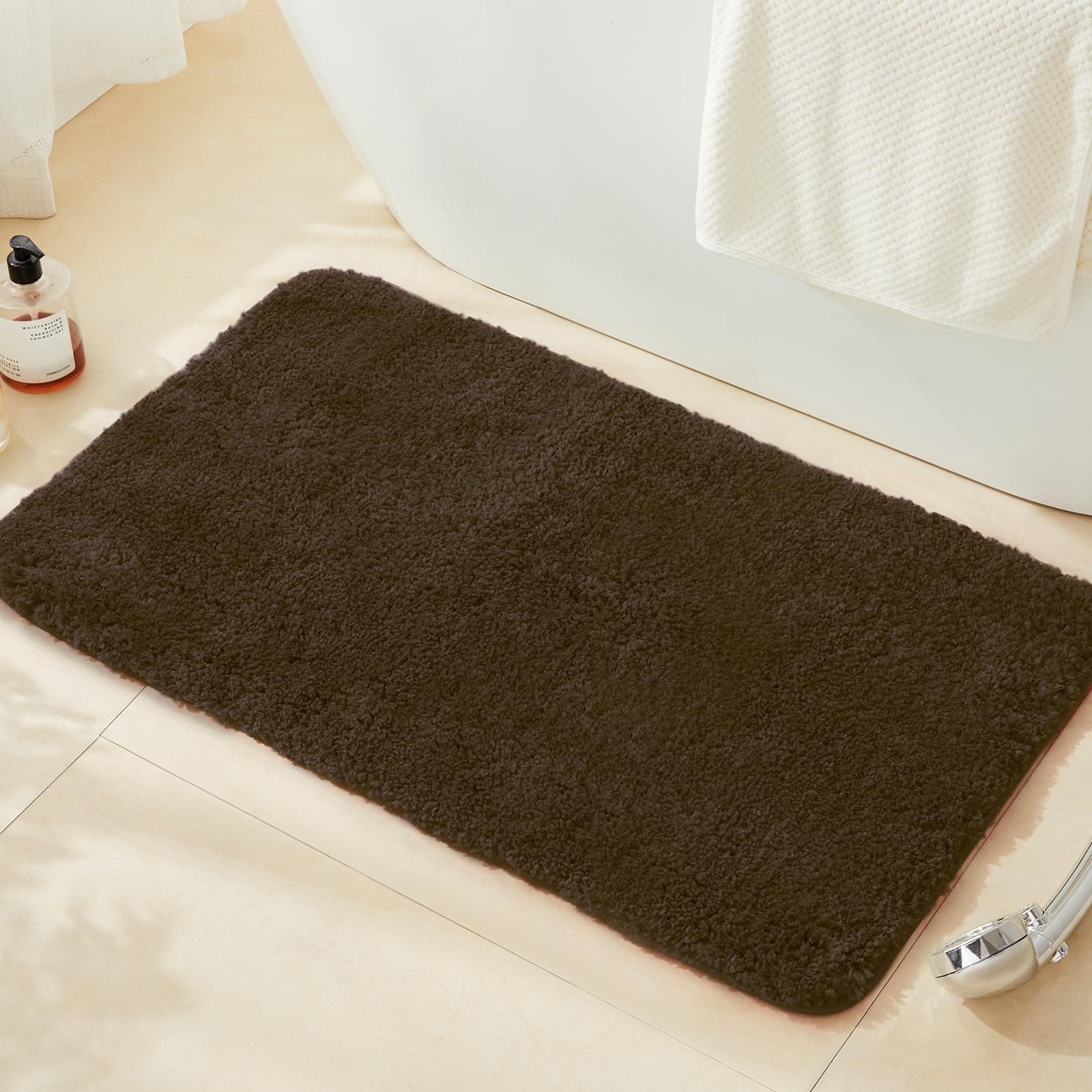 TECHMILLY Super Soft Shaggy Bathroom Rug, Absorbent Thick Non-Slip Microfiber Ba - Image 1