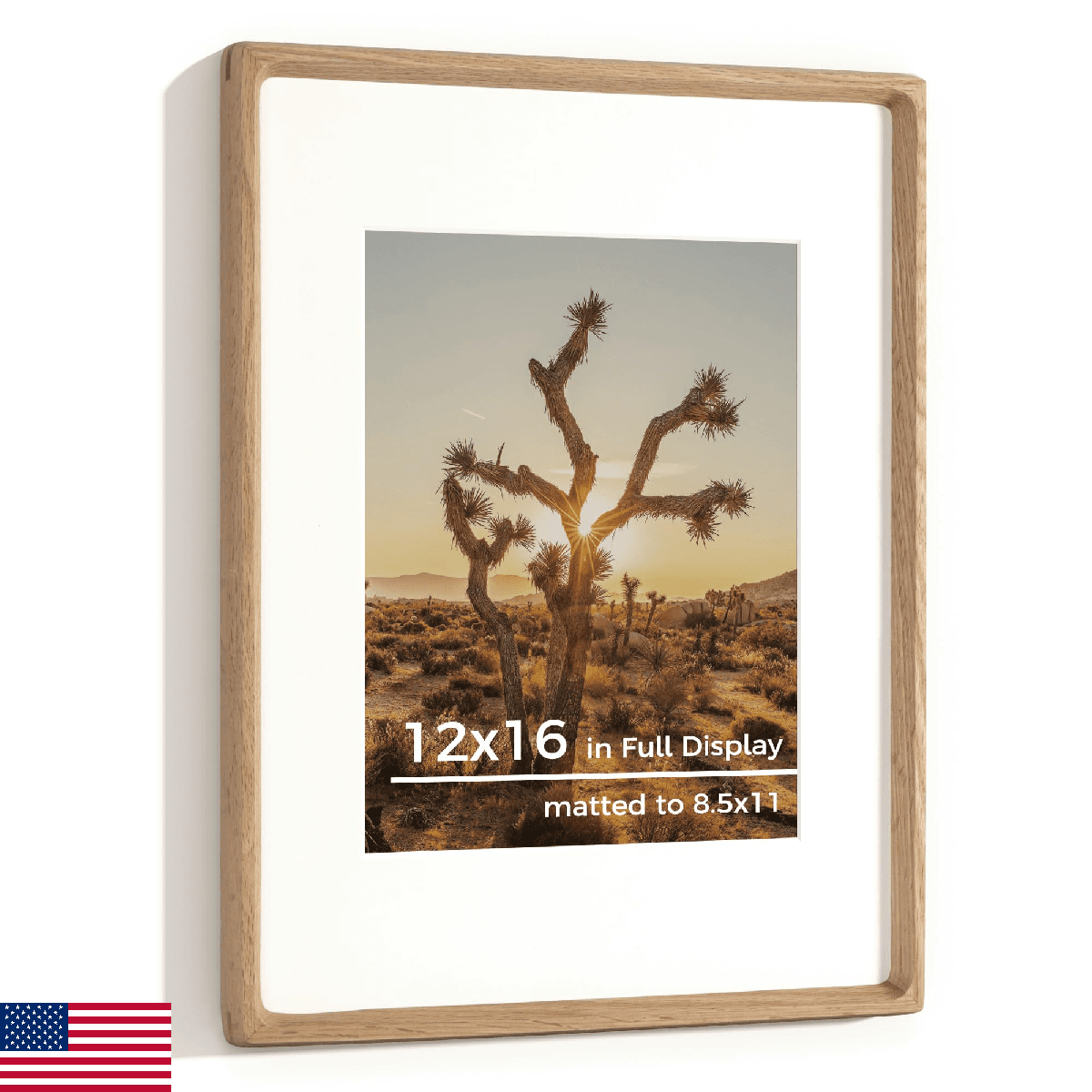 RICHFOCUS 12x16 Picture Frame USA-Sourced Natural Oak Solid Wood Photo Frame Han - Image 1