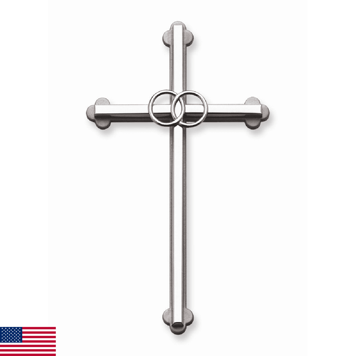 Cathedral Art Wedding Wall Cross, Entwined Rings Silver Metal Cross, 8 Inches, 0 - Image 1