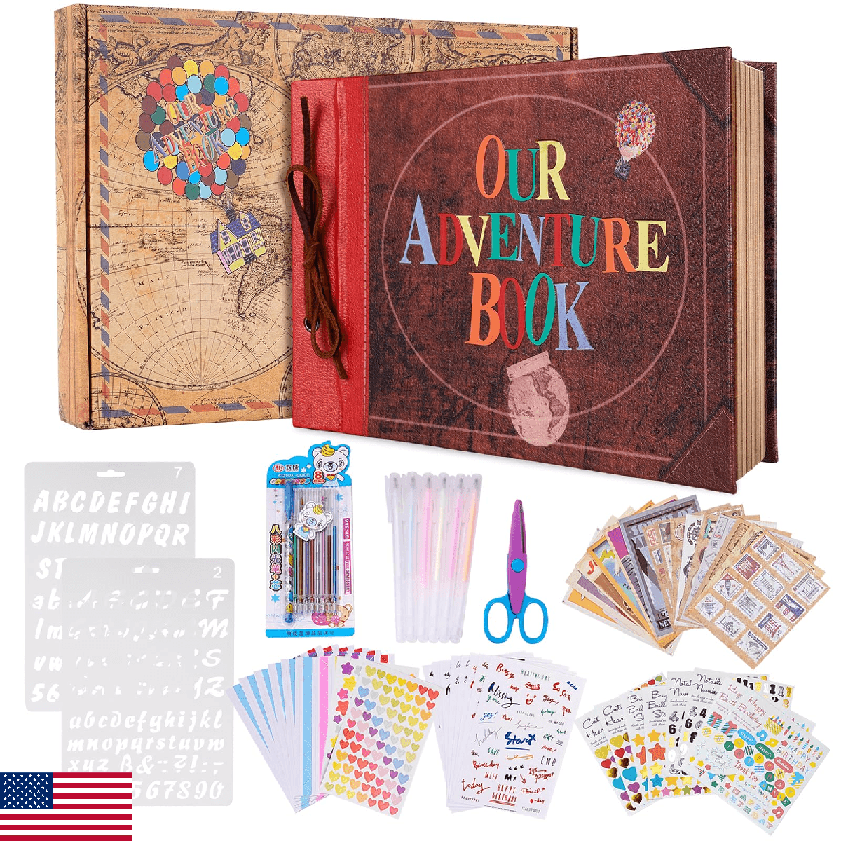 Our Adventure Book Photo Album 11.9x7.6" Scrapbook 80 Pages Gift Box & Accessori - Image 1