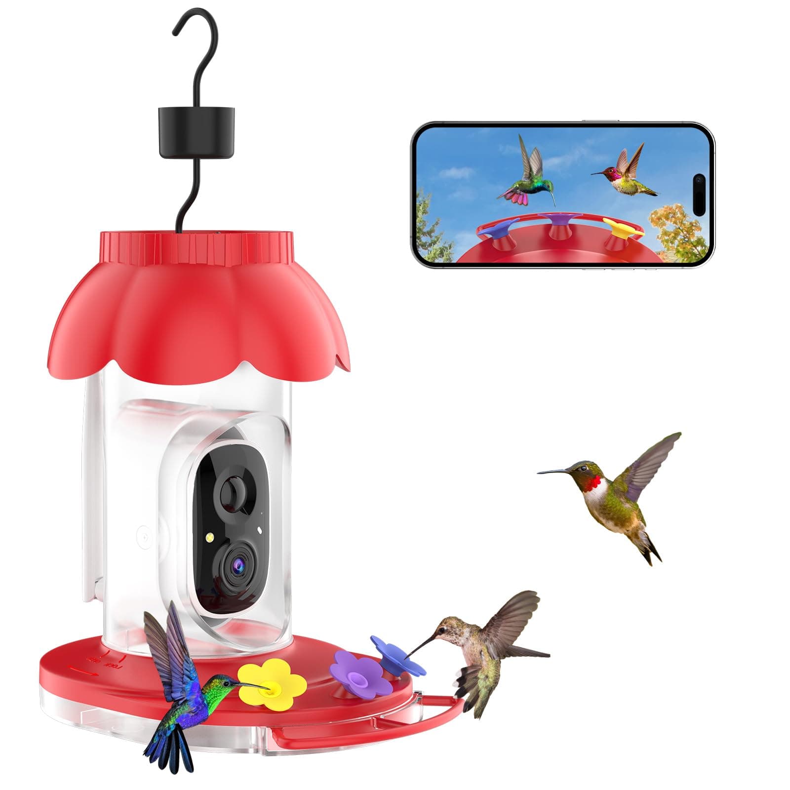 Smart Hummingbird Feeder with Camera Solar Powered, 2K Live View Humming Bird Wa - Image 1