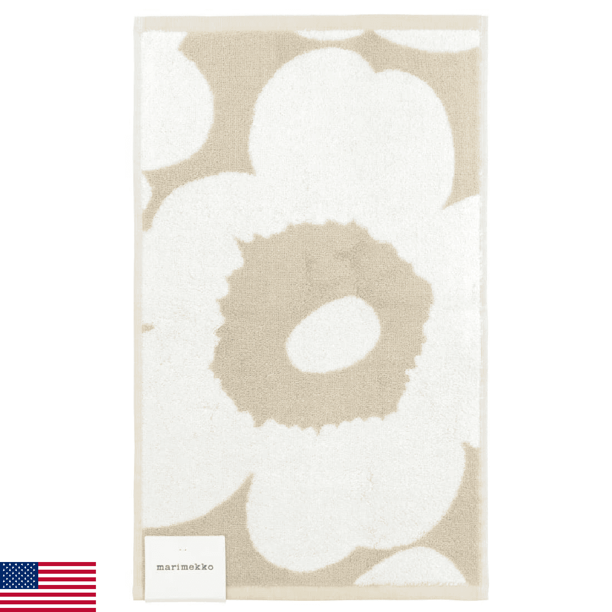 MARIMEKKO Unikko Terry Cotton Guest Towel (Beige) – Floral Patterned Guest Towel - Image 1