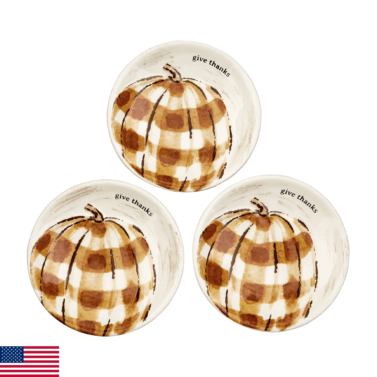 Mud Pie Harvest Dipping Dish Set, Buffalo Check, 4" Dia - Image 1