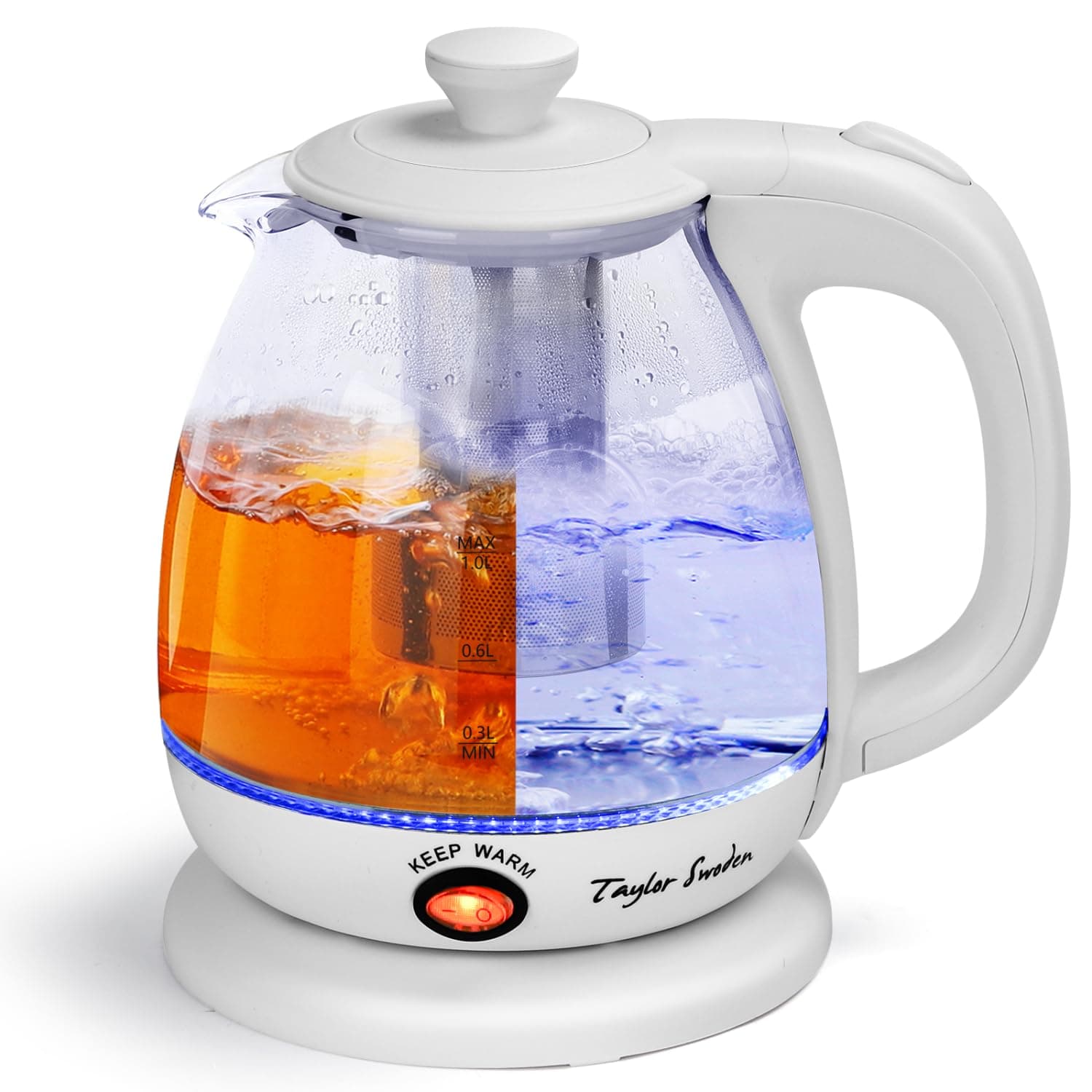 Taylor Swoden Electric Kettle with Tea Infuser, 1L Small Electric Tea Kettle wit - Image 1