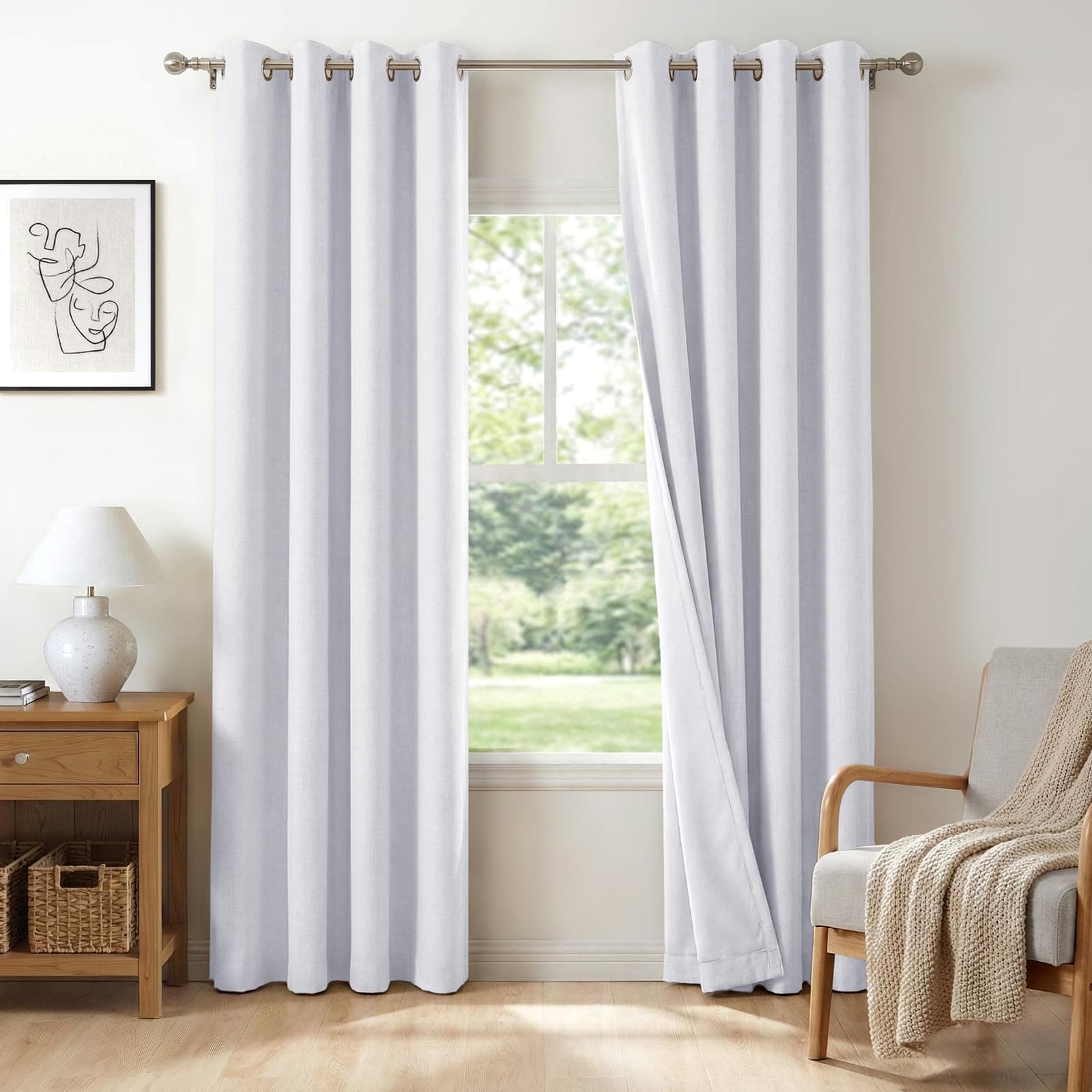 Blackout Shield Linen Blackout Curtains 50x84, 2 Panels Bedroom Living Room - Image 1