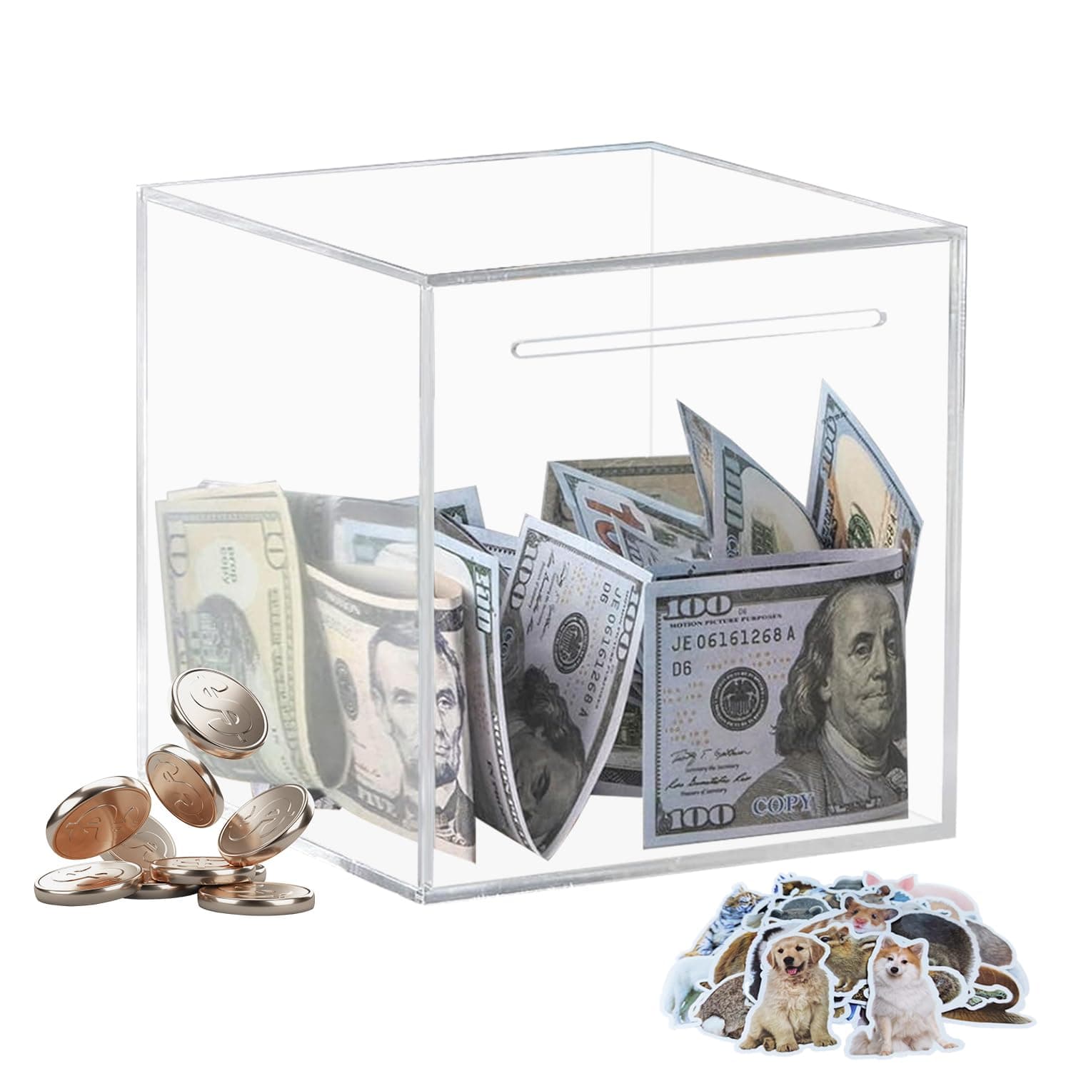 Totola Clear and Unopenable Piggy Bank, Transparent Money Box for Cash Savings, - Image 1