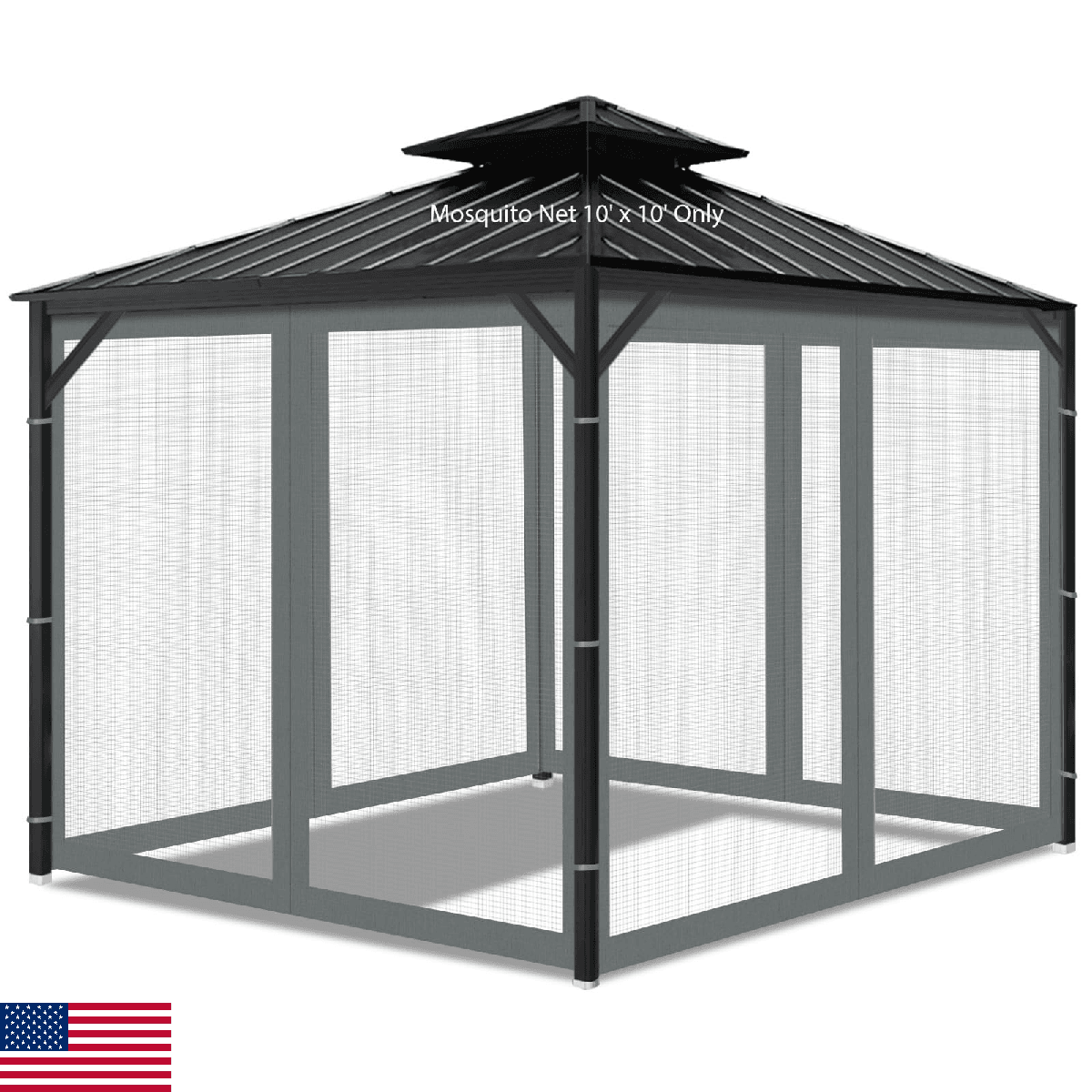 Gazebo Universal Replacement Mosquito Netting 10x10ft Outdoor Screen 4-Panel - Image 1