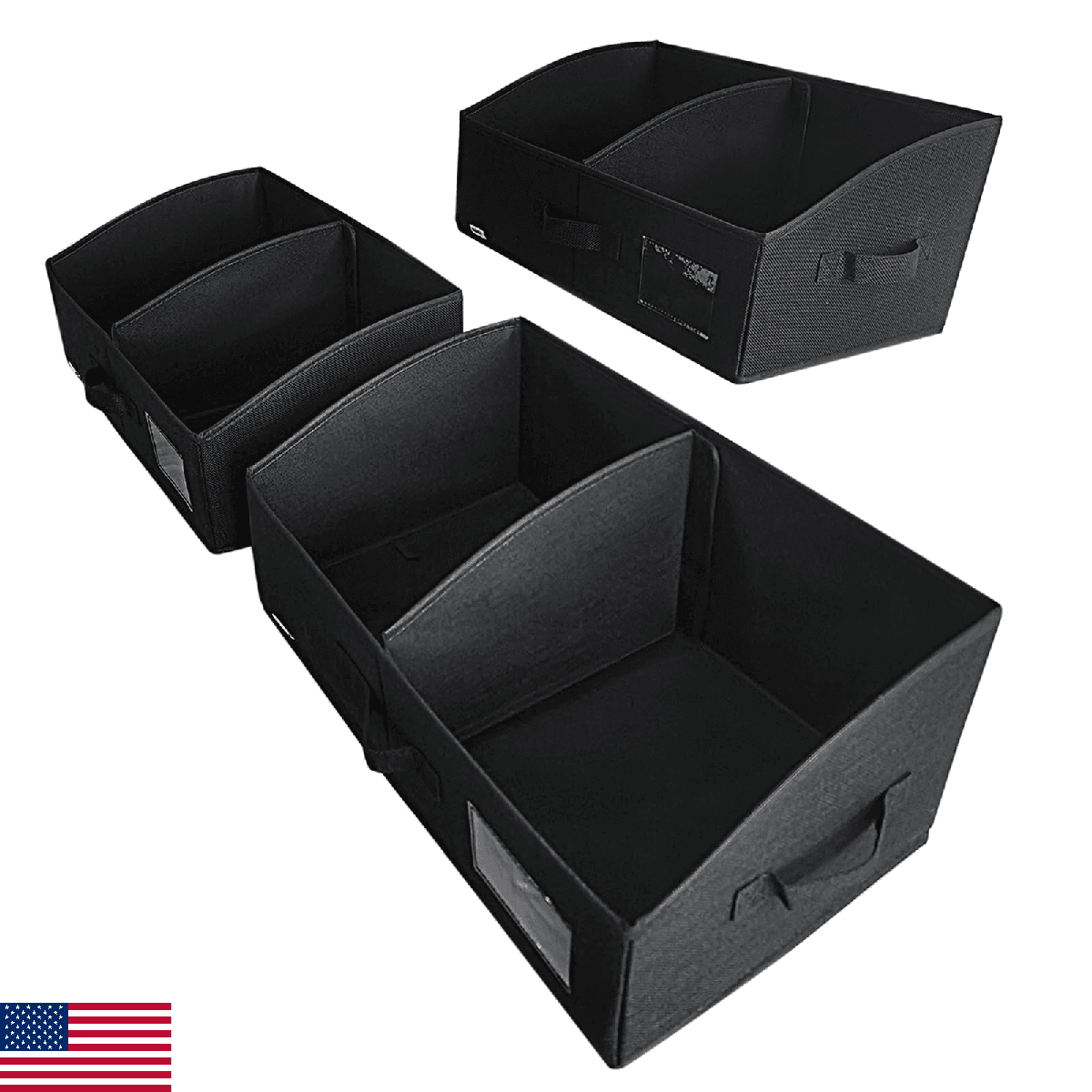 UNAMAX 3-Pack Foldable Fabric Storage Bins Baskets Clothes Toys Trapezoid - Image 1