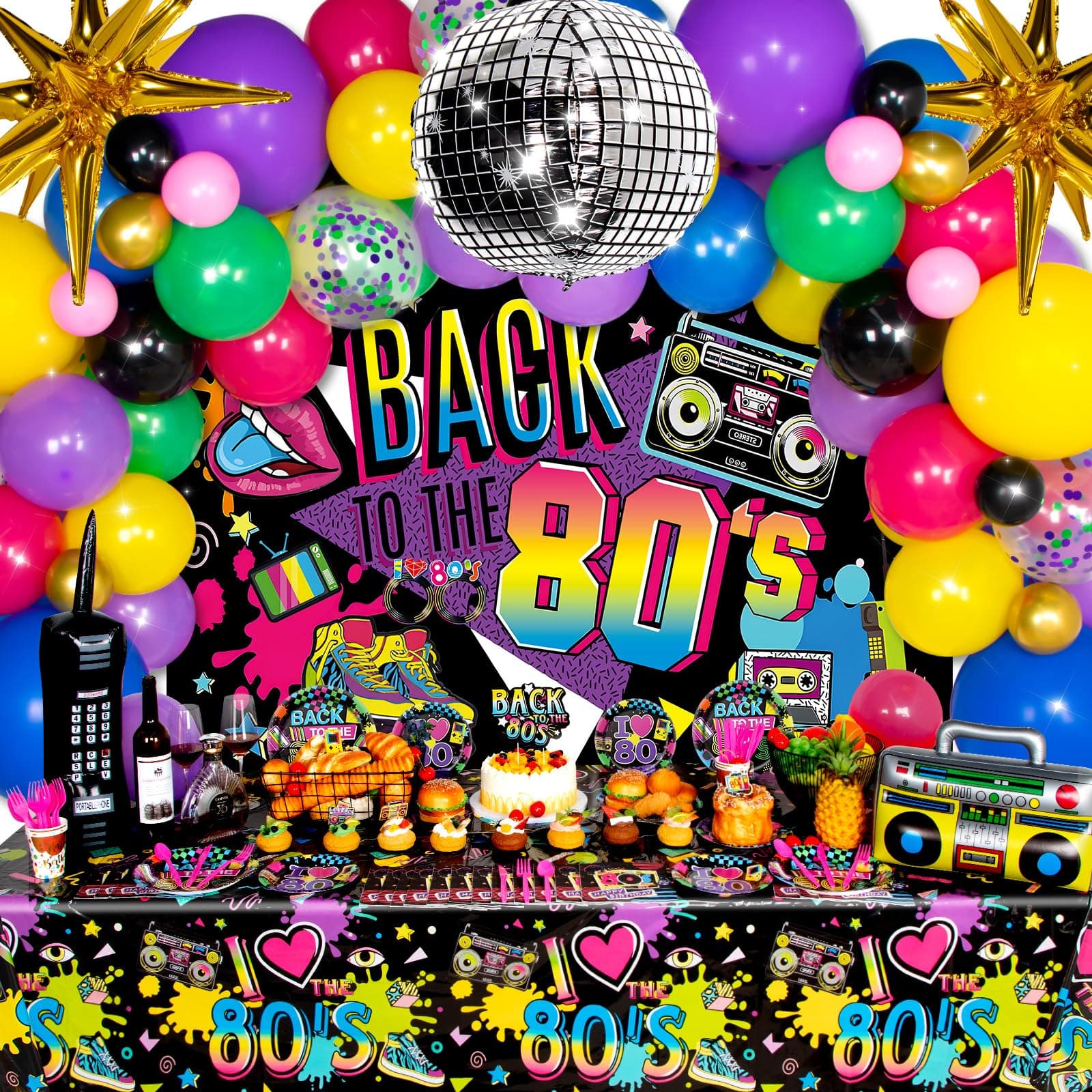 HJINGY 80s 90s Party Decorations & Supplies - Birthday, Disco, Retro Theme Kit - Image 1