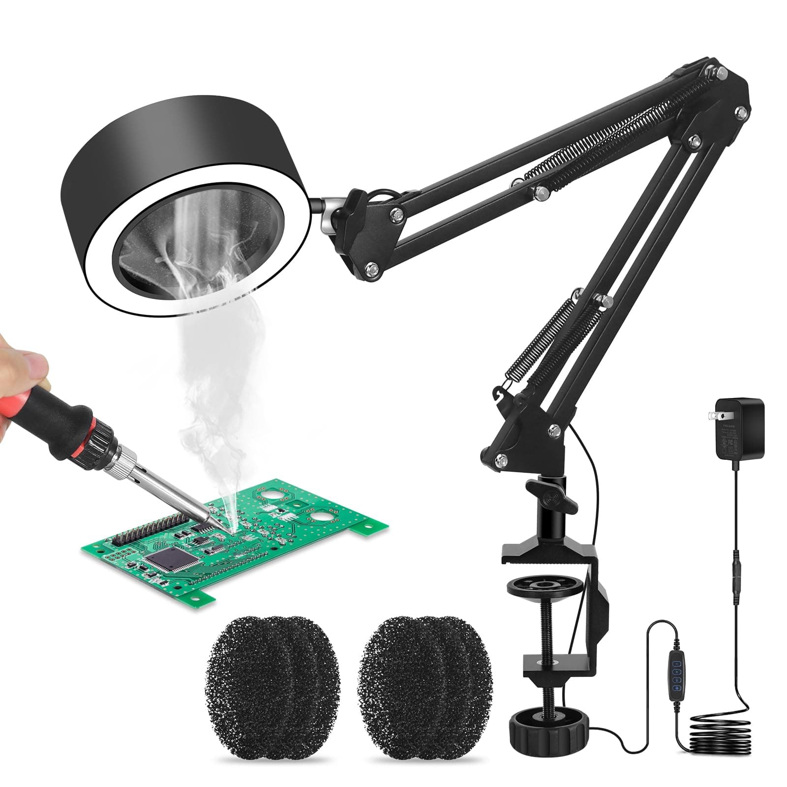 Solder Smoke Absorber Desk Lamp Fume Extractor Fan 3 Color + 7 Filters - Image 1