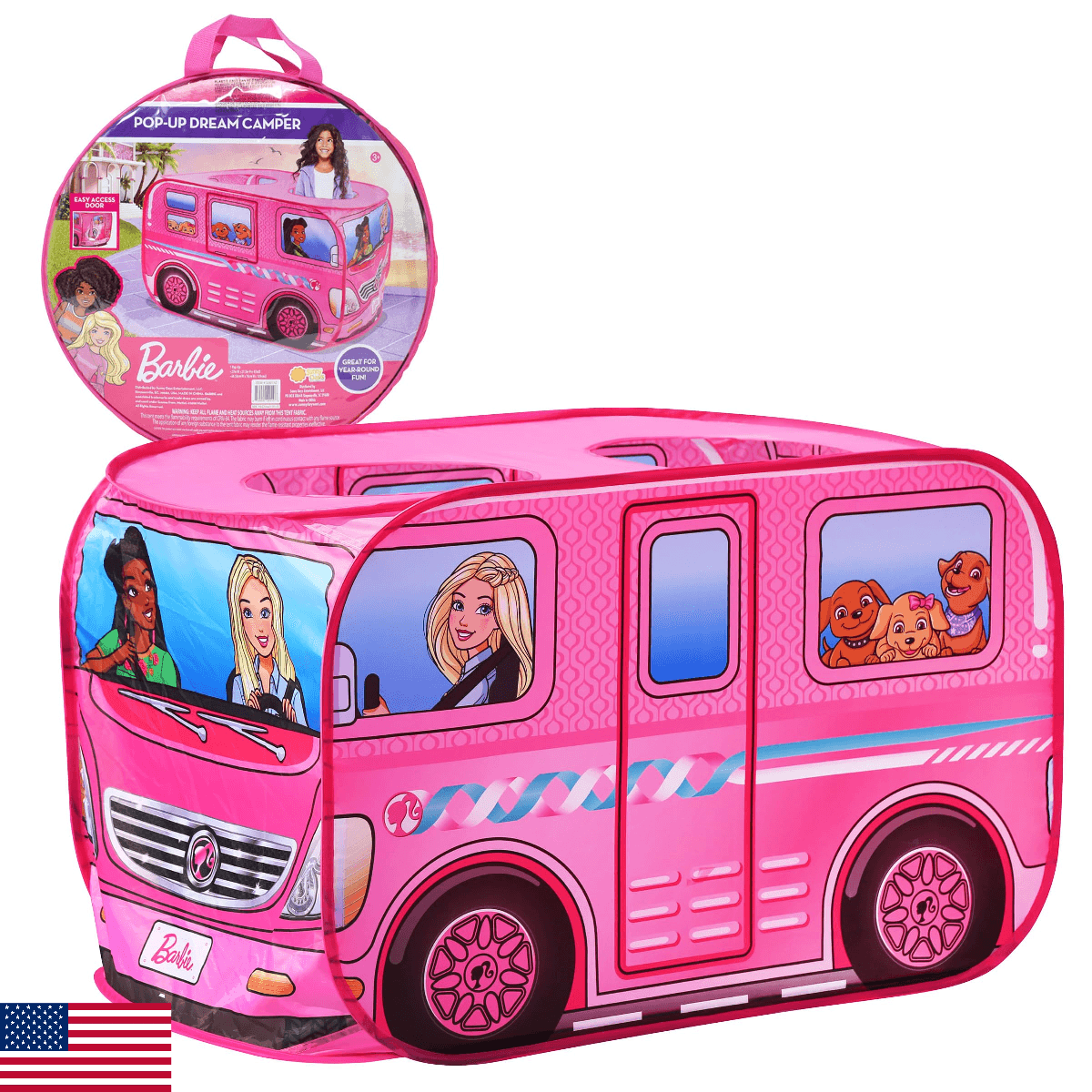 Barbie Camper Pop Up Play Tent – Folds for Easy Storage with Carrying Bag Includ - Image 1