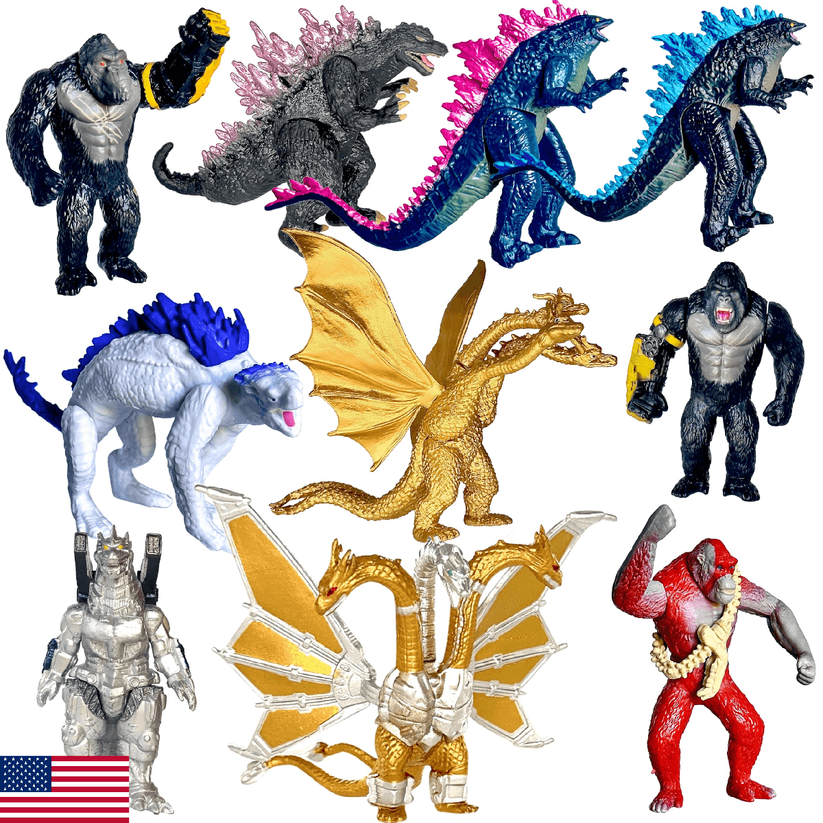 TwCare 10pc Godzilla x Kong: New Empire Dragon Action Figures Cake Toppers - Image 1