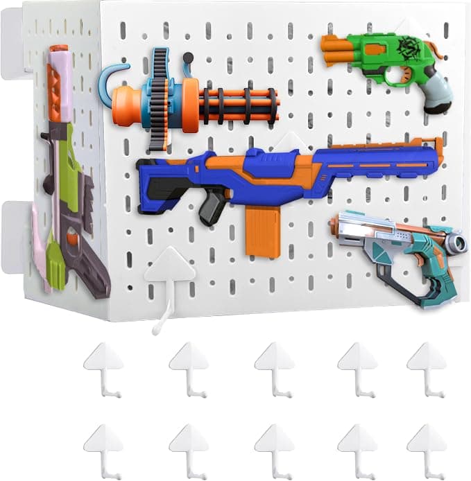Skywin Peg Board Nerf Gun Storage Organizer 14.2x8.5x11" White - Hanging - Image 1