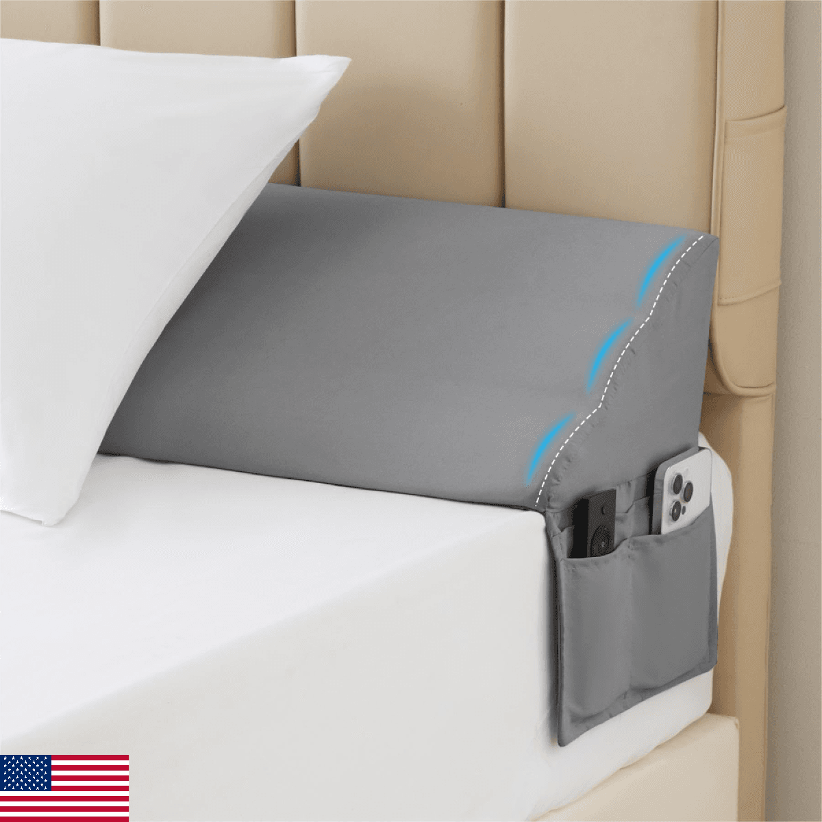 MEGCXIT King Bed Wedge Pillow Headboard Gap Filler Triangle Support - Image 1