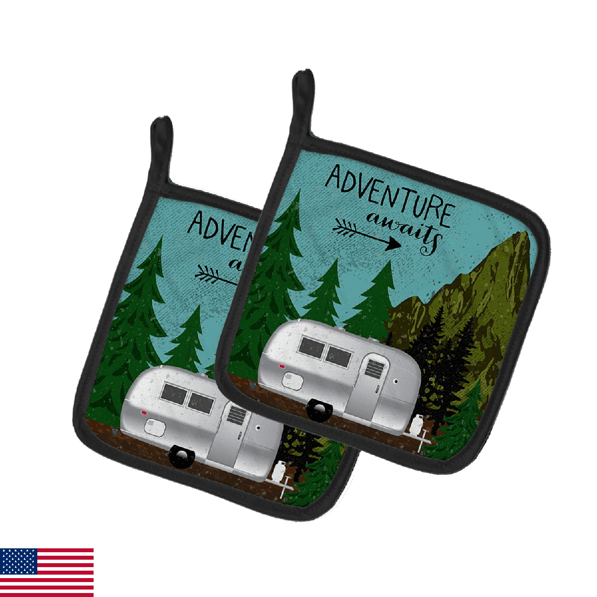 Caroline's Treasures VHA3022PTHD Airstream Camper Adventure Awaits Pair of Pot H - Image 1