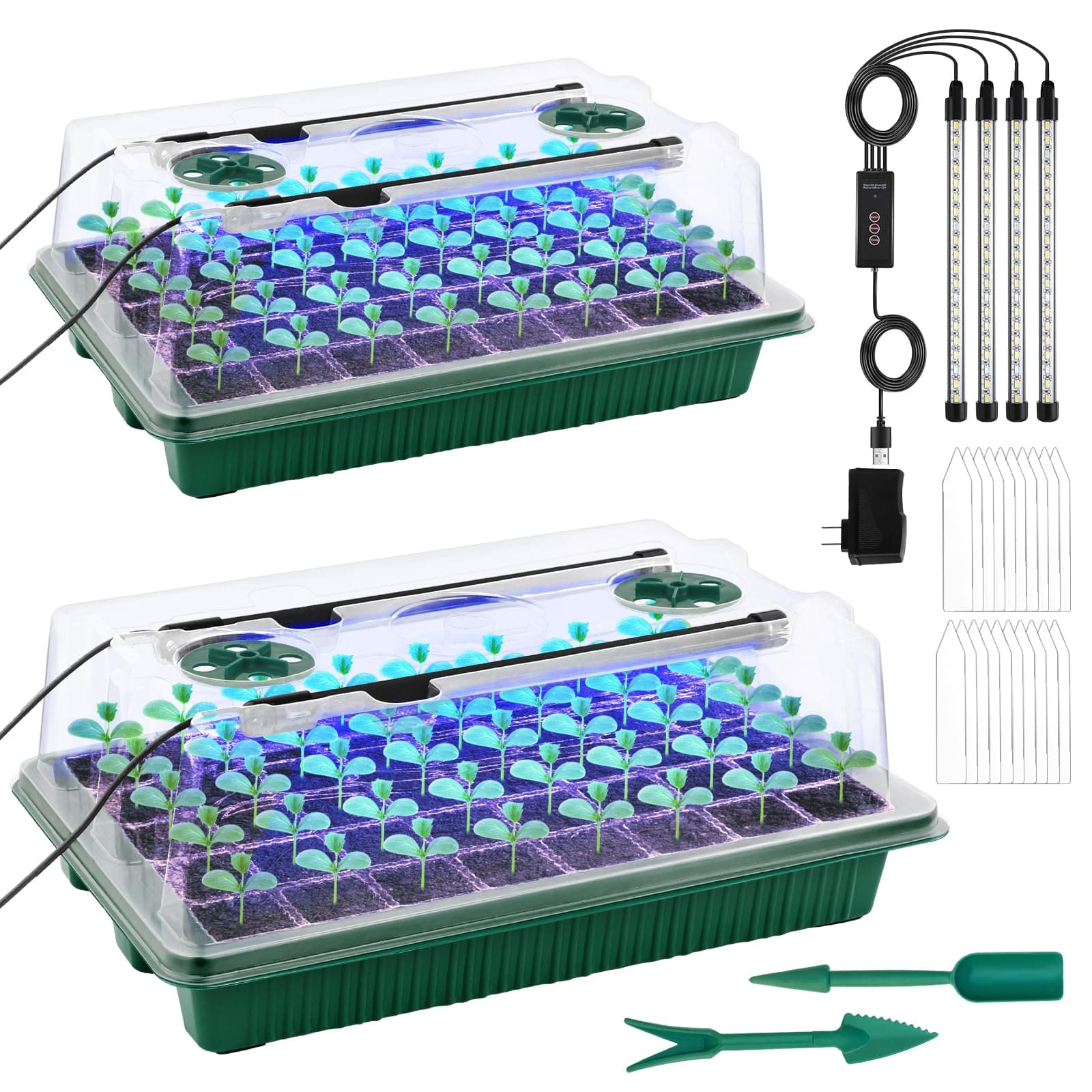 NEWKITS LED Grow Light Seed Starter Kit, 80 Cells Plant Germination Tray W/ Time - Image 1
