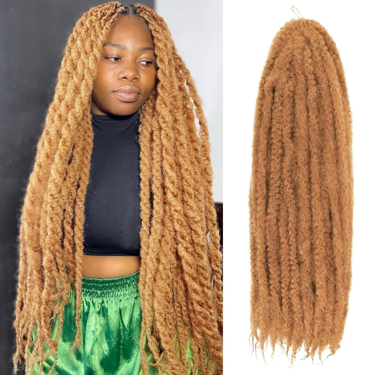 ZRQ Marley Curly Twist Braiding Hair 30" Blonde Synthetic Afro Twist (27#) - Image 1
