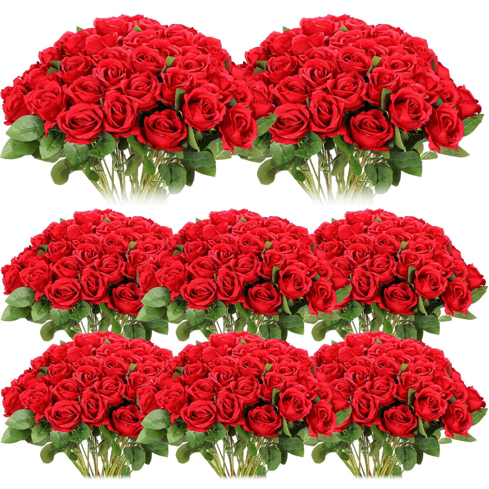 Hotop 80 Pcs Rose Artificial Flowers Bulk with Long Stem, Silk Roses Realistic F - Image 1