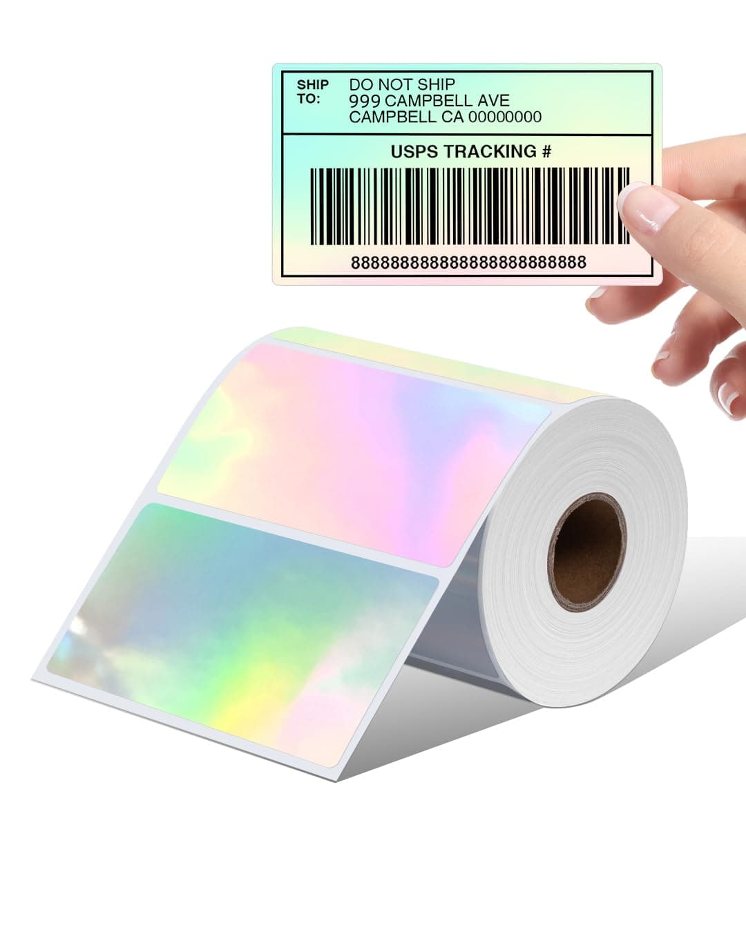 Memoking 4x2" Silver Thermal Labels - 500 Roll, Self-Adhesive, BPA Free - Image 1