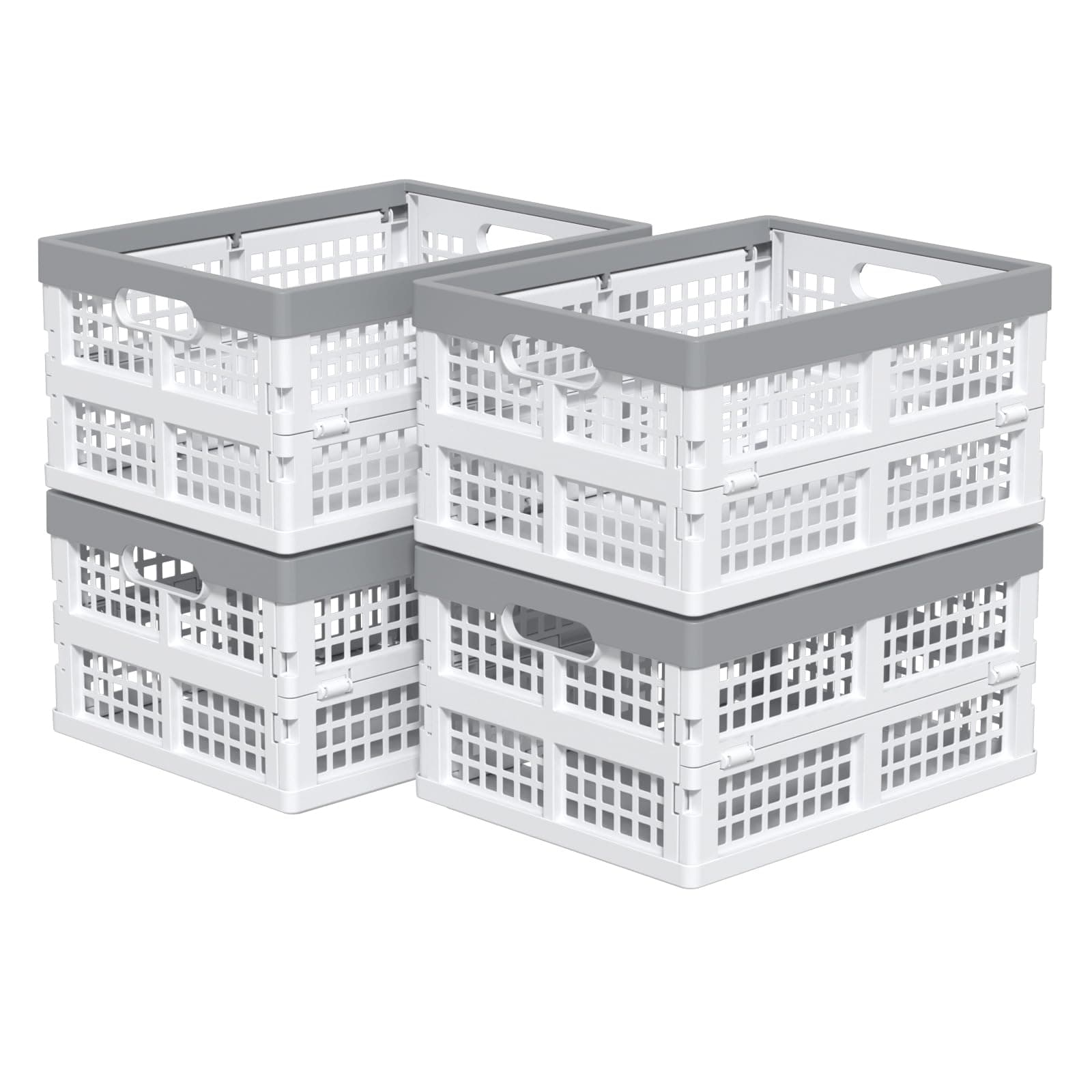 Buyitt 15L Plastic Collapsible Storage Baskets Bins (4-Pack) - Image 1
