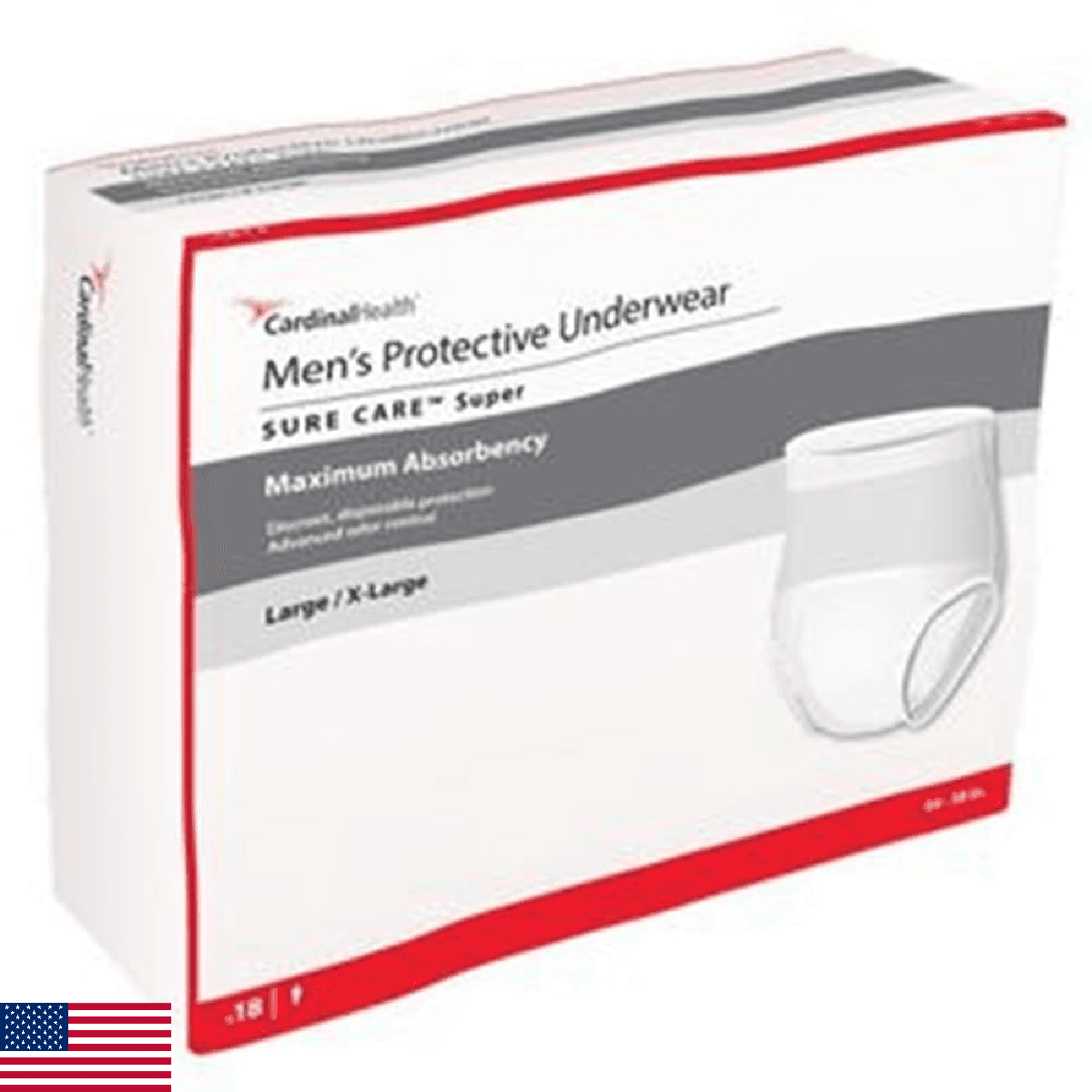 Cardinal Health Men's Protective Underwear, Sure Care Super, Max Absorbency, L/X - Image 1