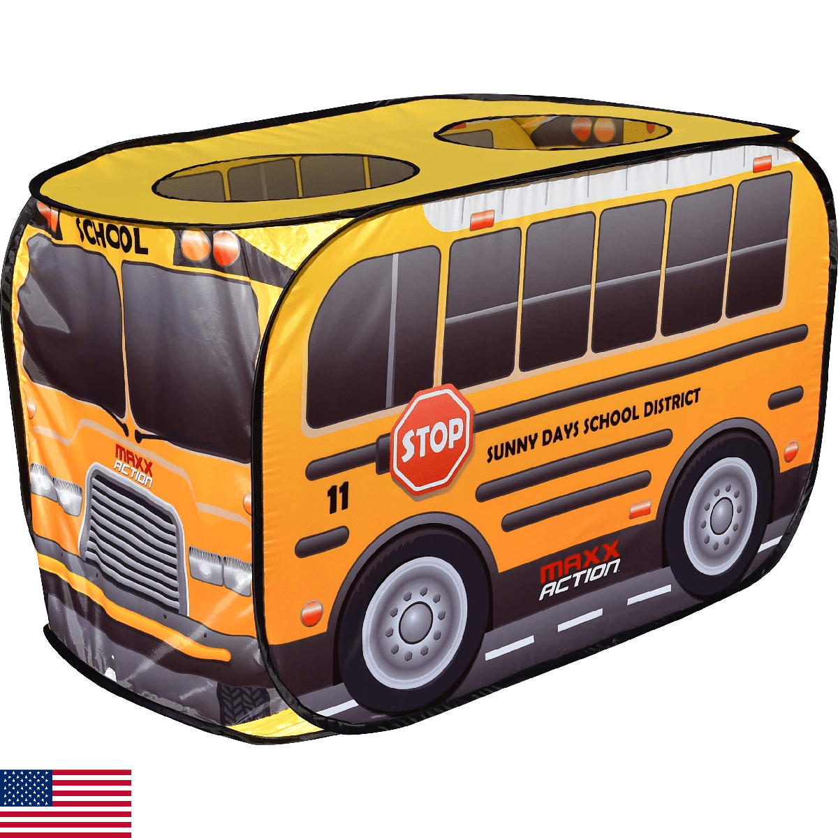 Sunny Days Pop Up School Bus Playhouse for Kids – Yellow Vehicle Toy Gift - Image 1