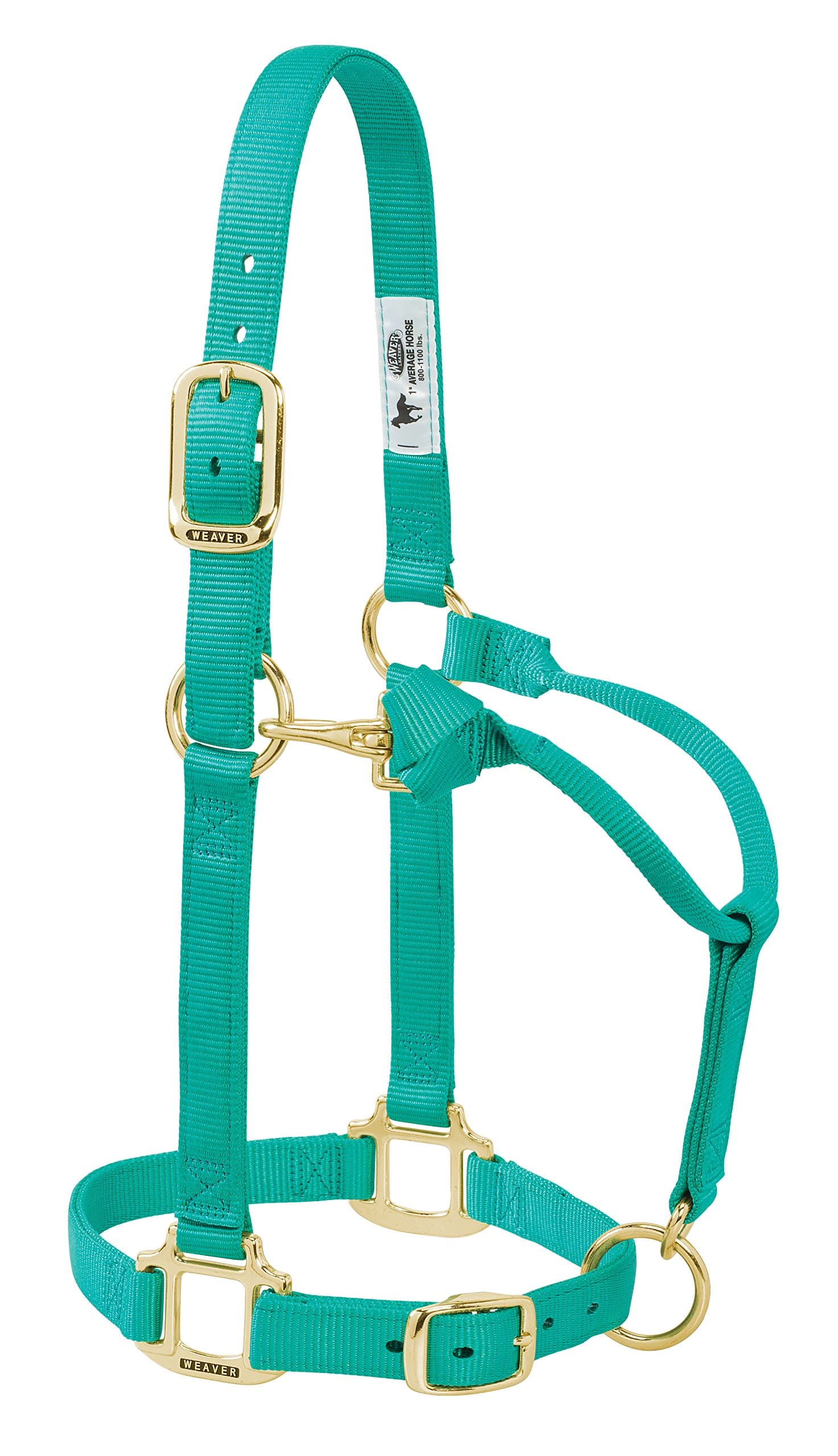Weaver Leather Original Adjustable Nylon Horse Halter, Yearling, Emerald Green - Image 1
