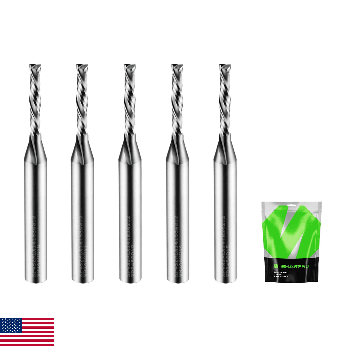 SHARPRO Compression CNC Router Bit 1/4" Shank 1/8" Cut Extra Long - Image 1