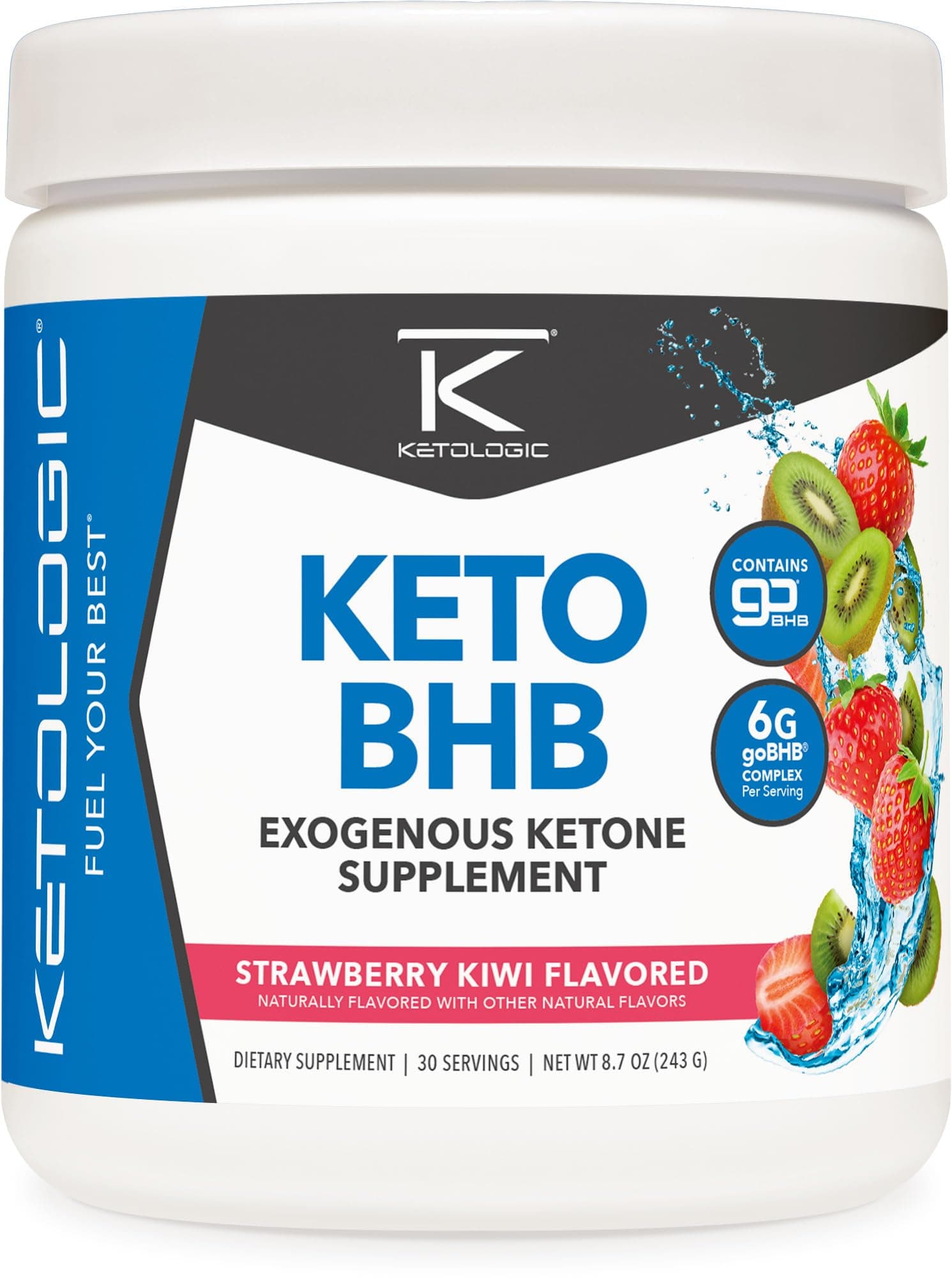 Ketologic Keto BHB Strawberry Kiwi Flavor 30 Servings Exogenous Ketone Supplemen - Image 1
