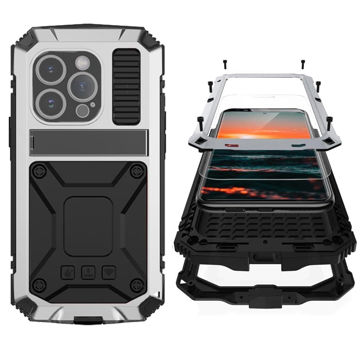 Simicoo iPhone 15 Pro Metal Case w/ Screen & Camera Protector Rugged Heavy Duty - Image 1