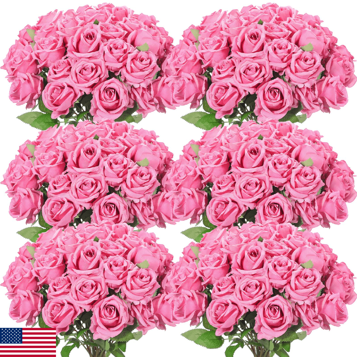 Jexine 50 Pcs Artificial Rose Flower Bulk Realistic Silk Fake Roses Long Stem - Image 1