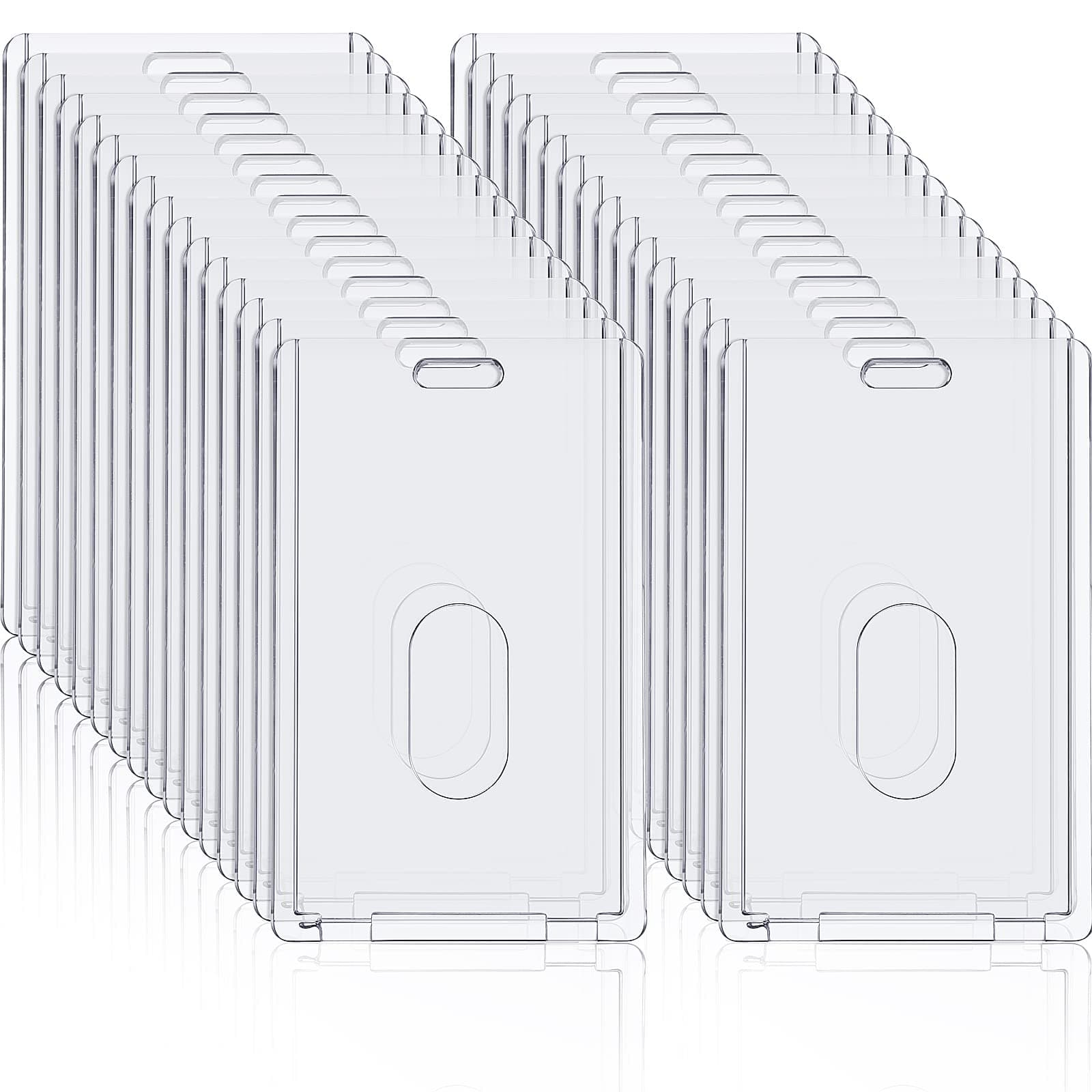 Chinco 90 Pcs Vertical Clear Hard Plastic ID Badge Holders Acrylic 5.4 x 8.5 cm - Image 1