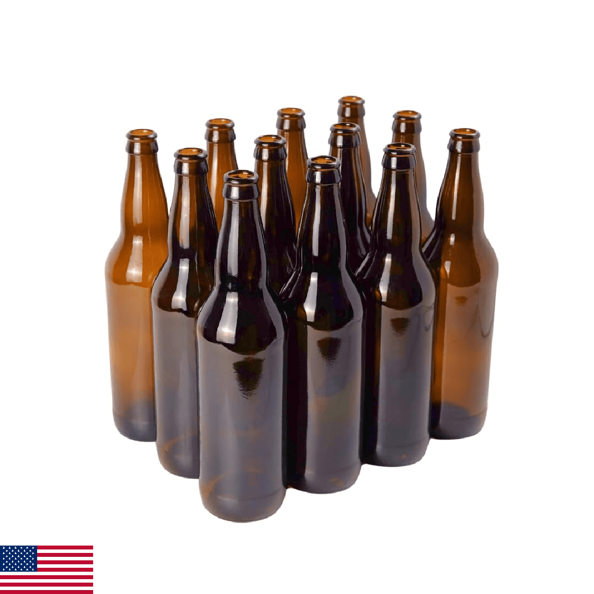 FastRack Beer Bottles Amber Glass Longneck Bottles for Home Brewing 22 oz - Crow - Image 1
