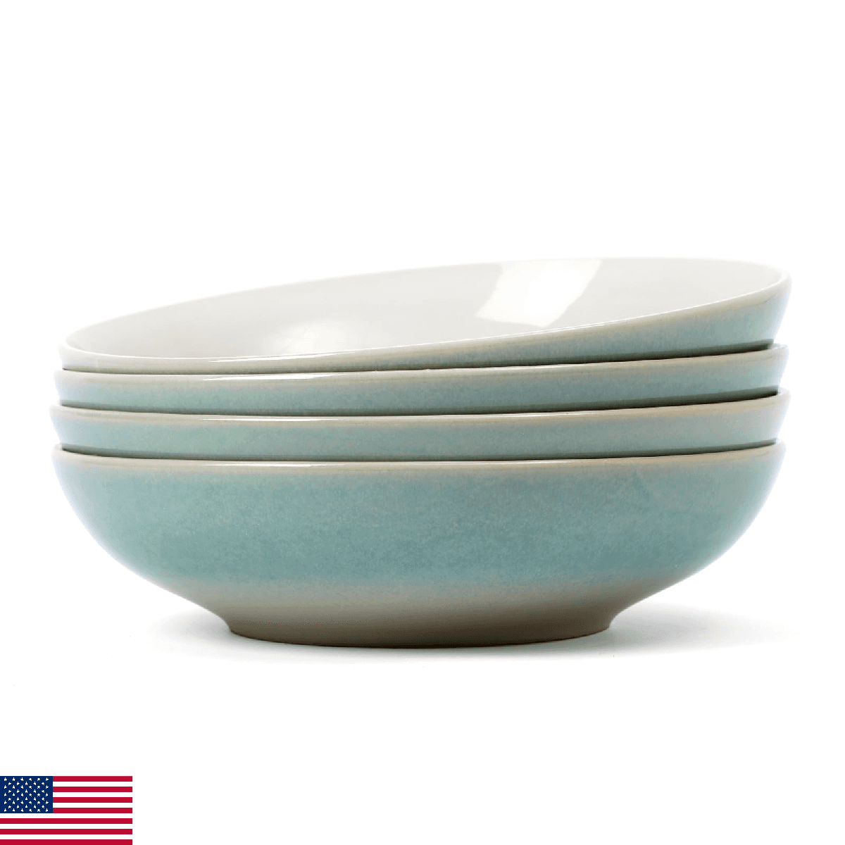 Famiware 8.7" Large Pasta Bowls Set of 4, 34oz Stoneware Salad Serving Plate - Image 1