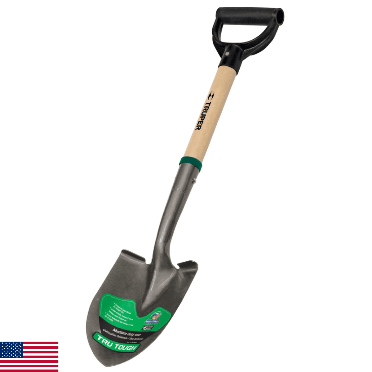 Truper 31196 Tru Tough 19-Inch Short D-Handle Round Point Shovel - Image 1