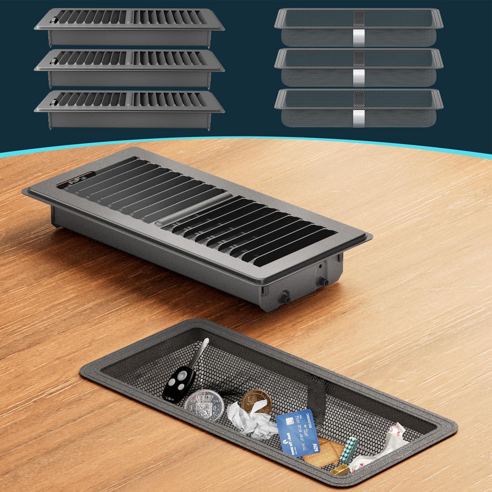 HG Power 4x10 Inch Heavy Duty Floor Vent Covers 3 Pack with Screen Rust-Proof Fi - Image 1