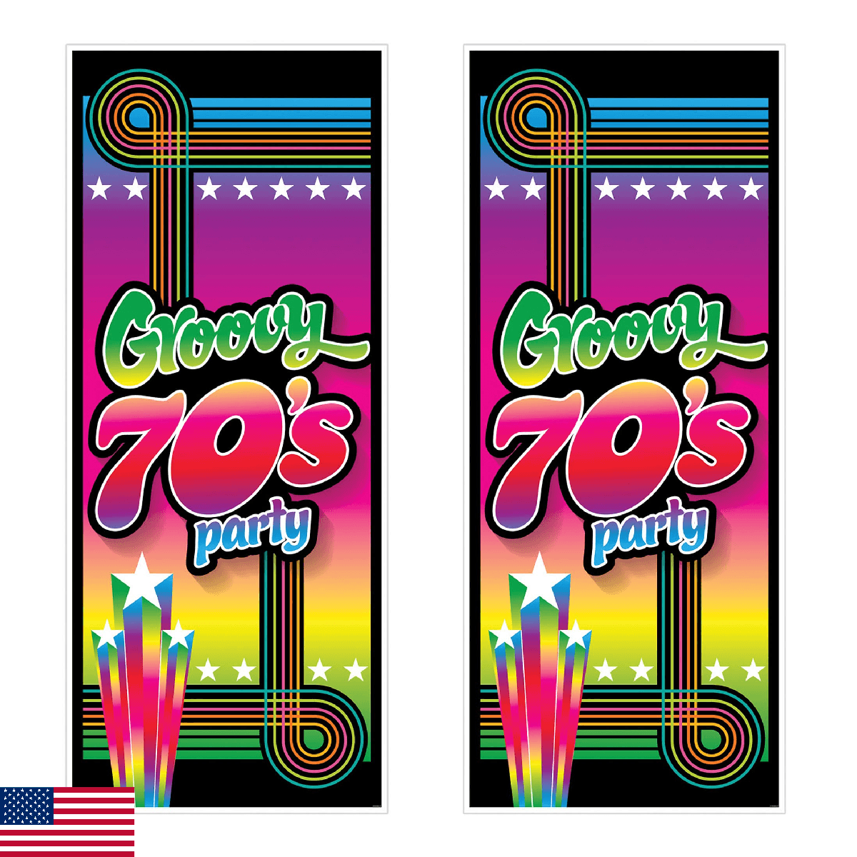Beistle Plastic 70's Groovy Party Door Covers, 6' x 30 - Image 1