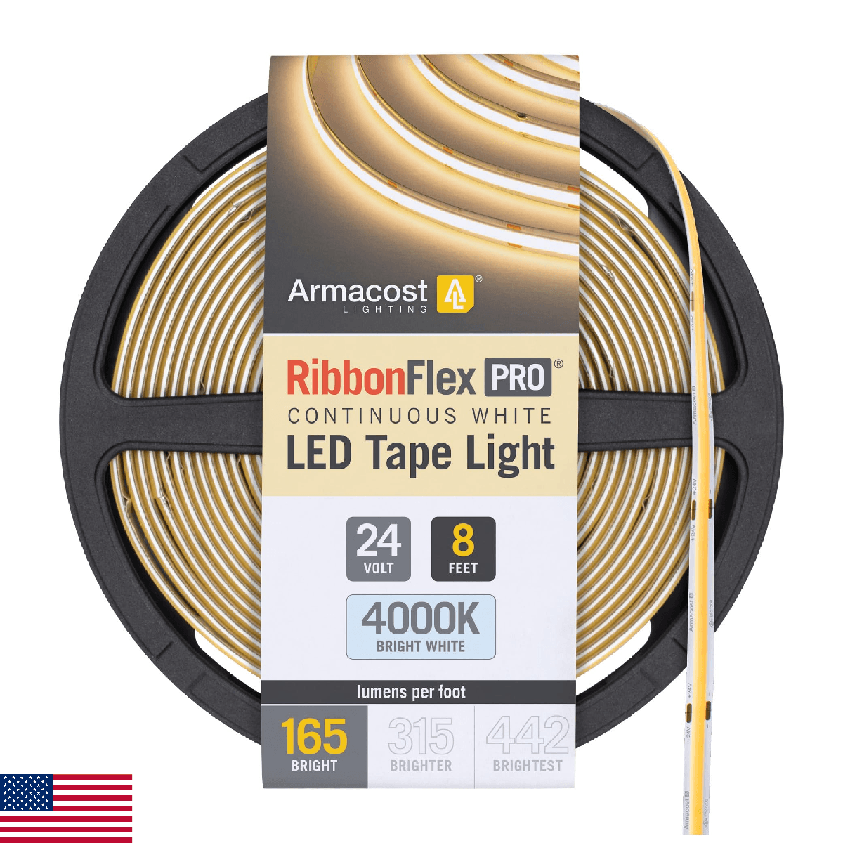 Armacost RibbonFlex Pro 24V White COB LED Strip Light 4000K, 16.5 ft - Image 1