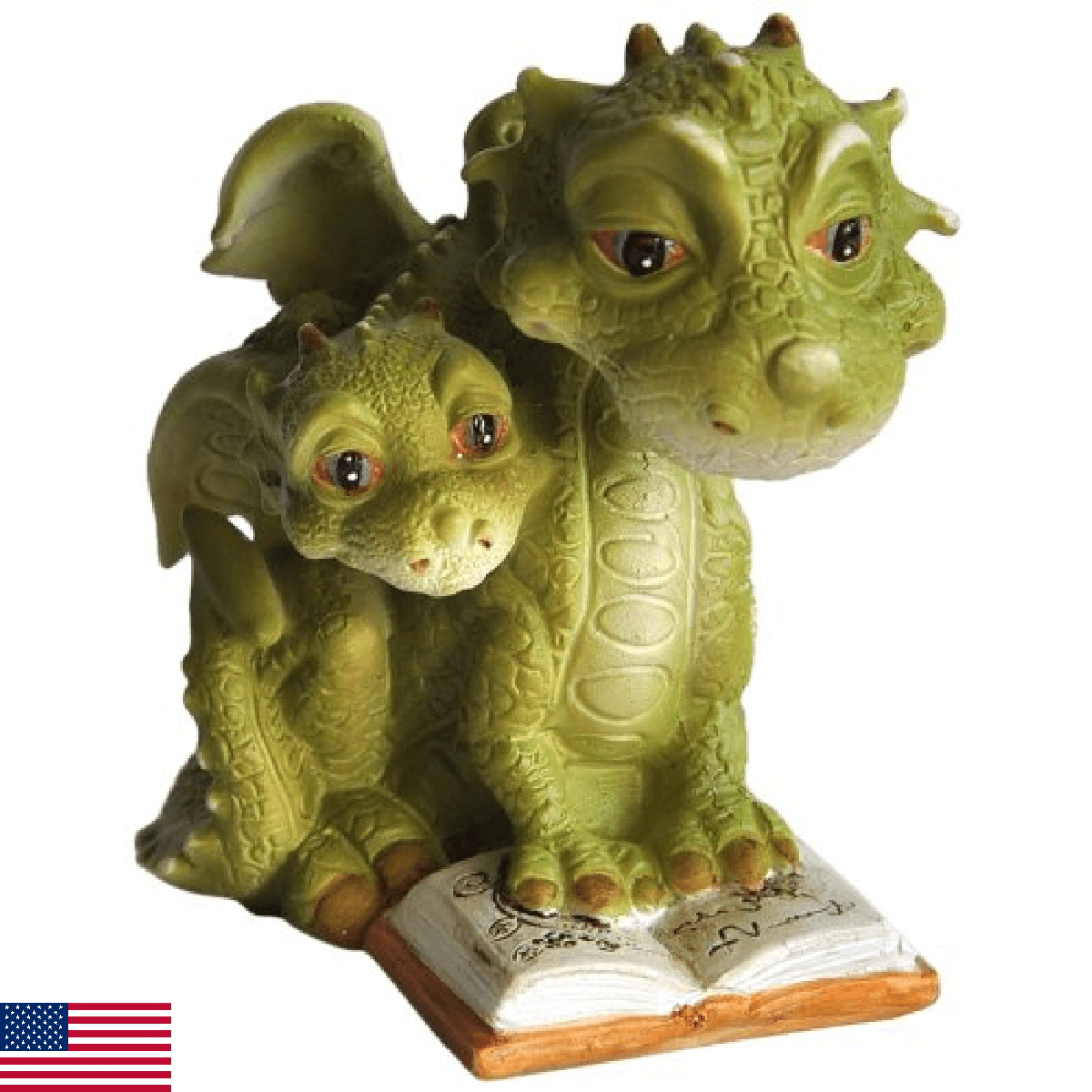 Top Collection Miniature Fairy Garden Mama Dragon Reading with Baby Statue - Image 1