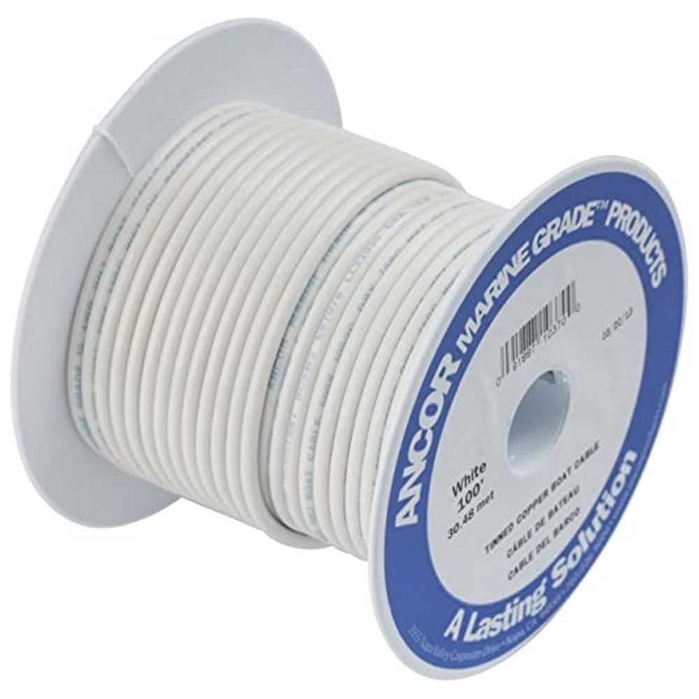 Ancor 100910 Tinned Copper Marine Wire, 18 AWG, White - 100ft - Image 1