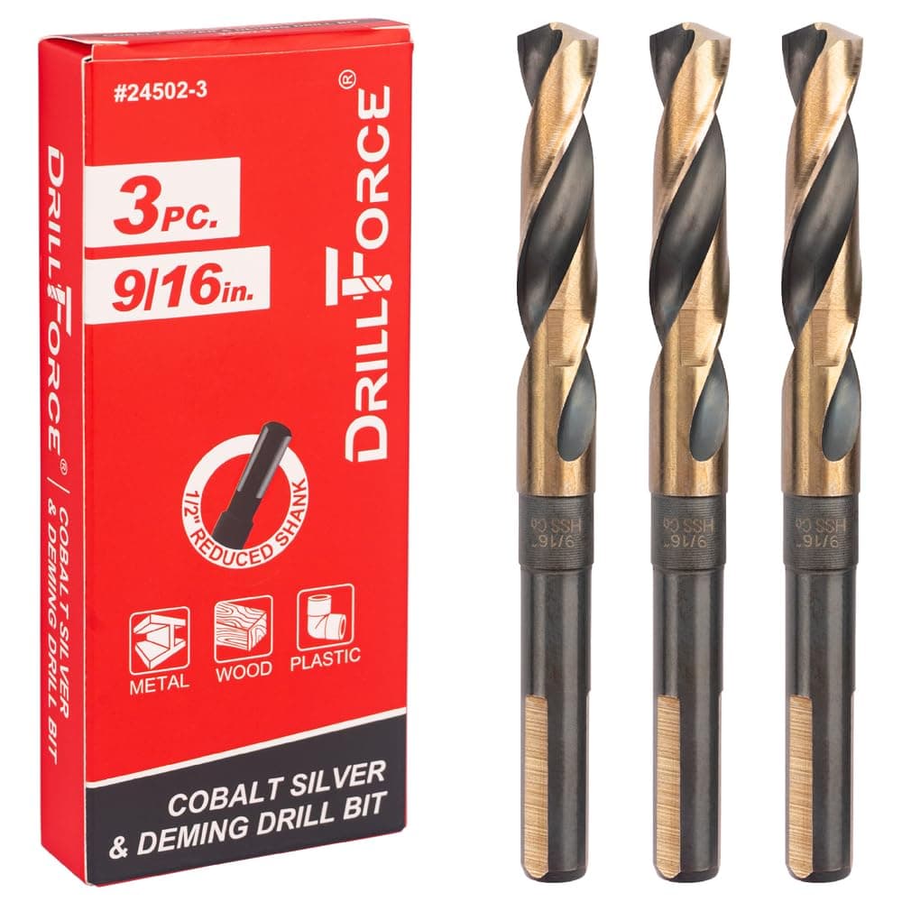 VALYRIANTOOL 3PCS 9/16 Inch Cobalt Drill Bits HSSCO High Speed Steel M35 S&D Twi - Image 1