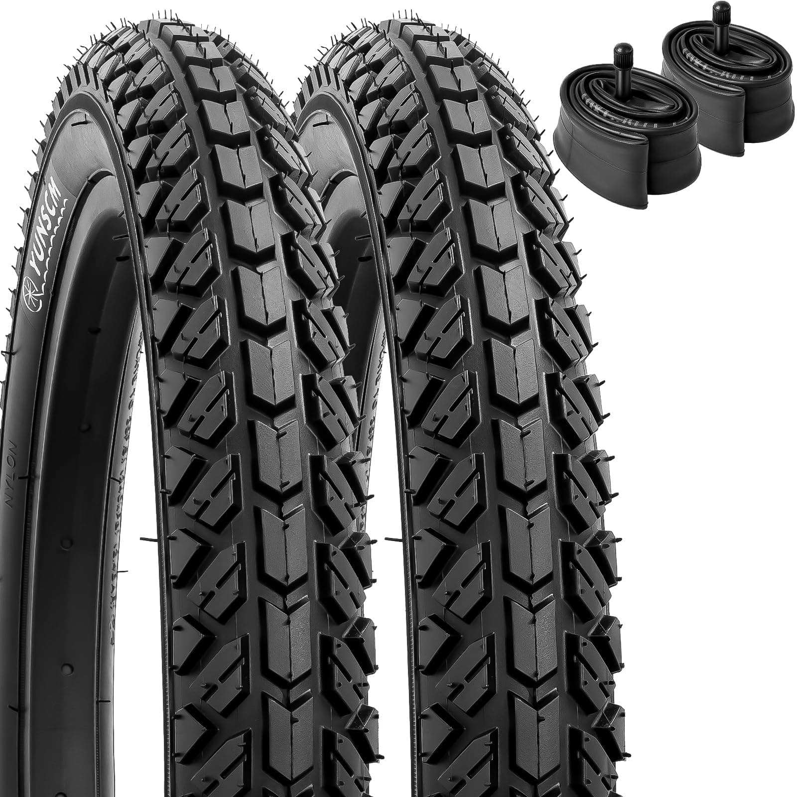 YUNSCM 2-PC 16" Kid Bike Tires 16x1.95 Heavy Duty Tubes Schrader Compatible - Image 1