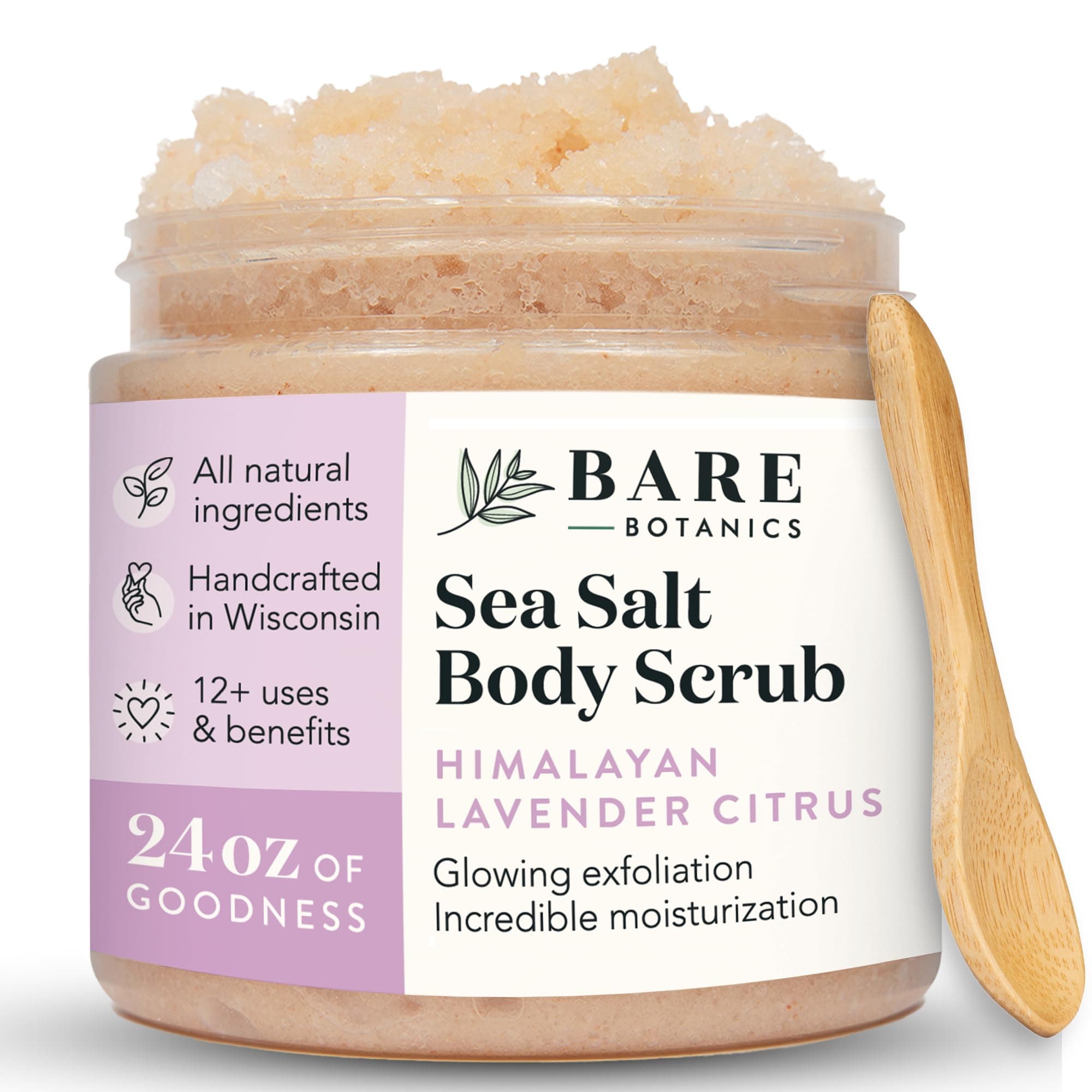 Bare Botanics Body Scrub 24 oz - Natural Salt Scrub, Made in Madison WI - Image 1