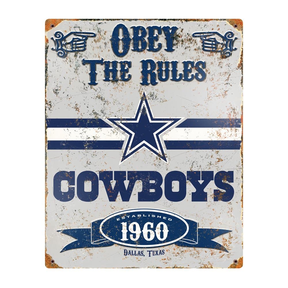 Party Animal NFL Embossed Metal Vintage Dallas Cowboys Sign - Image 1