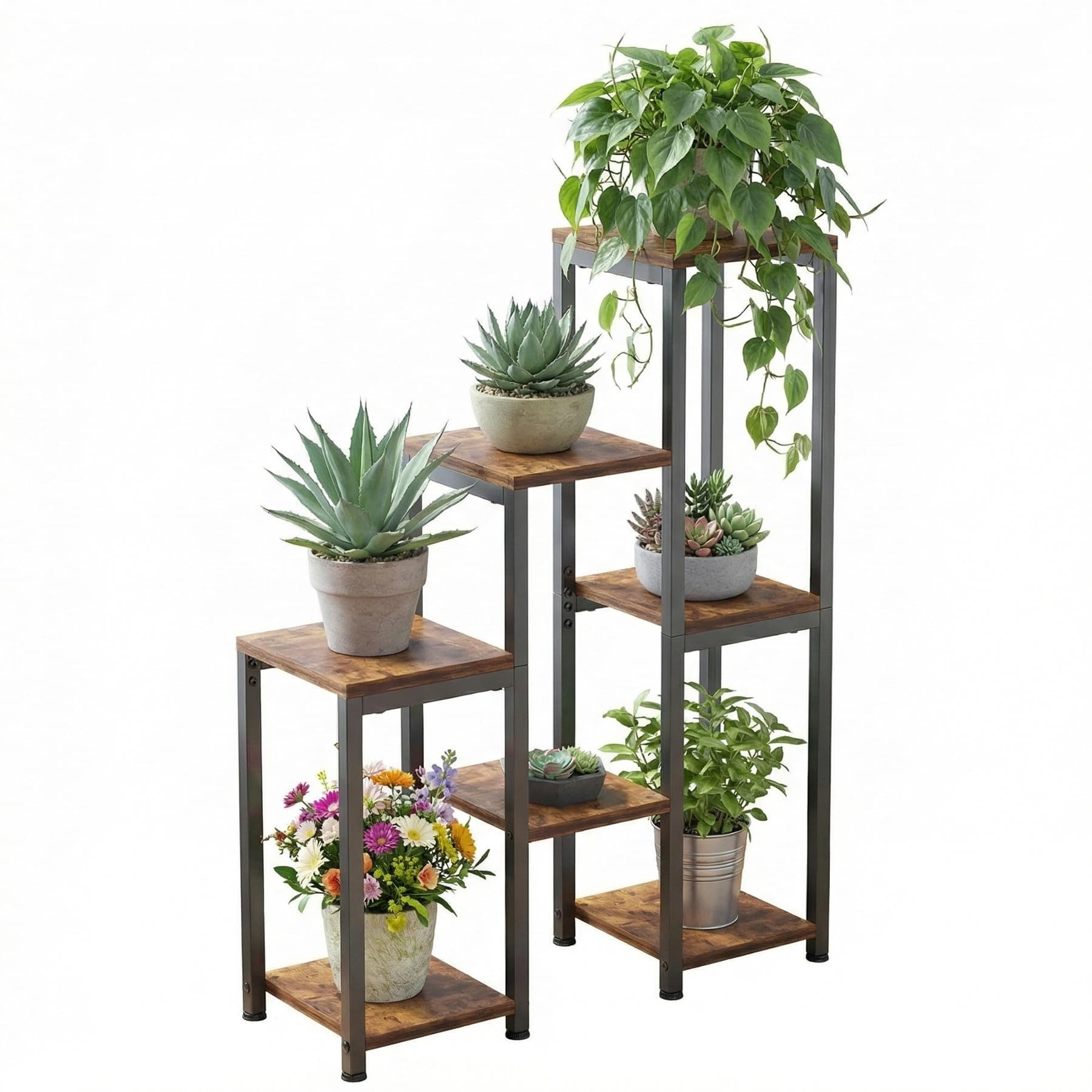 VonDream 3-Tier Indoor Plant Stand, 7 Potted Plants, Metal - Minimalist Design - Image 1