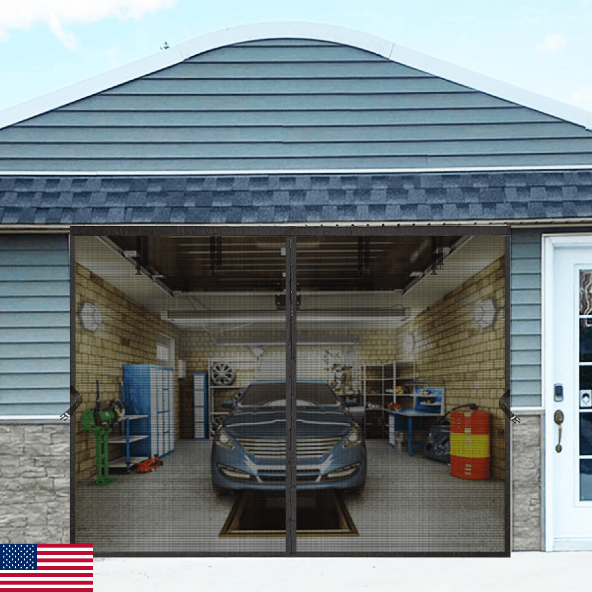 Garage Door Screen 14x8FT - Magnetic Closure for Single Car Garage, Easy Install - Image 1